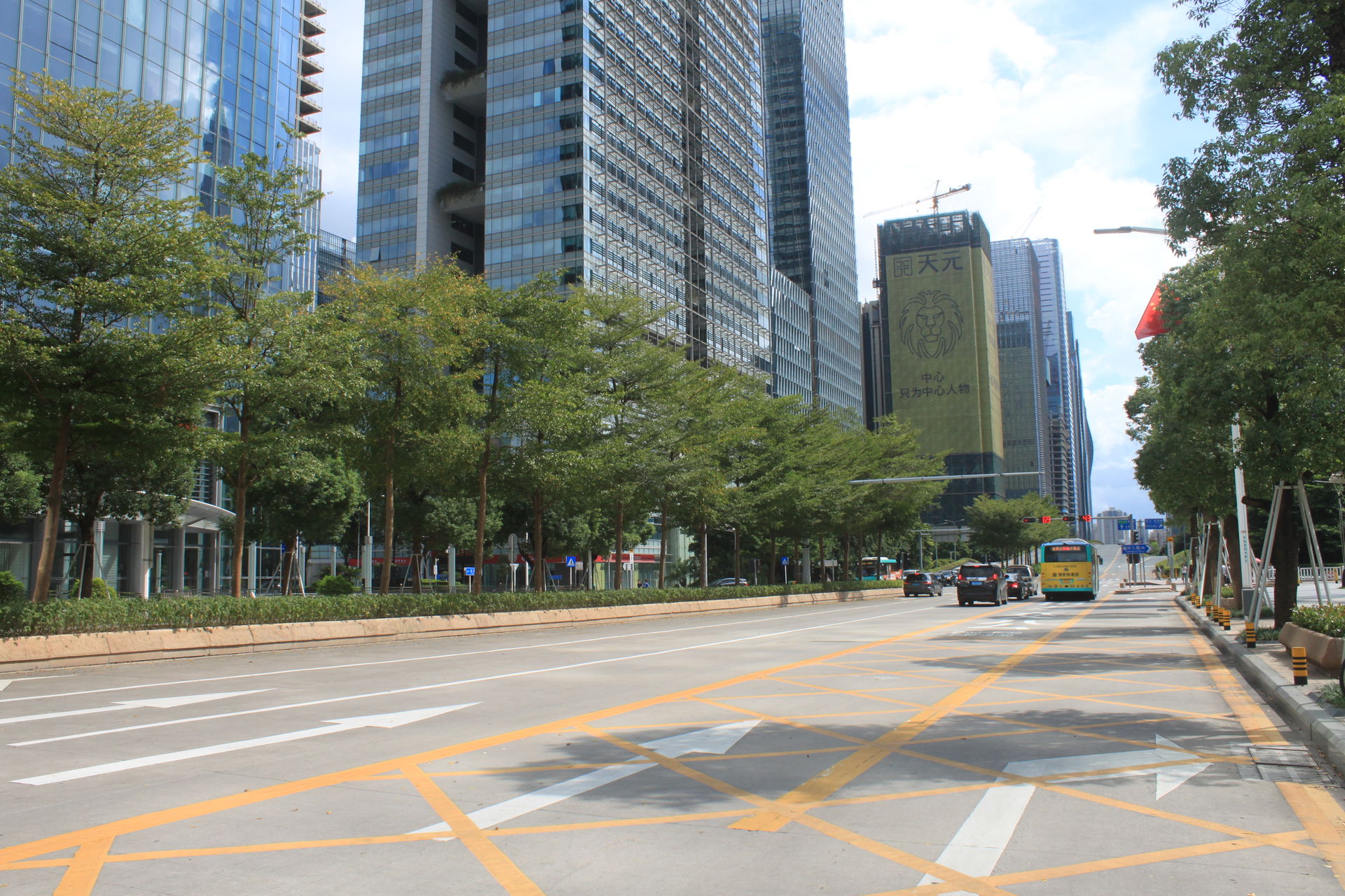 Jintian Road in Futian District, Shenzhen, Guangdong, China.