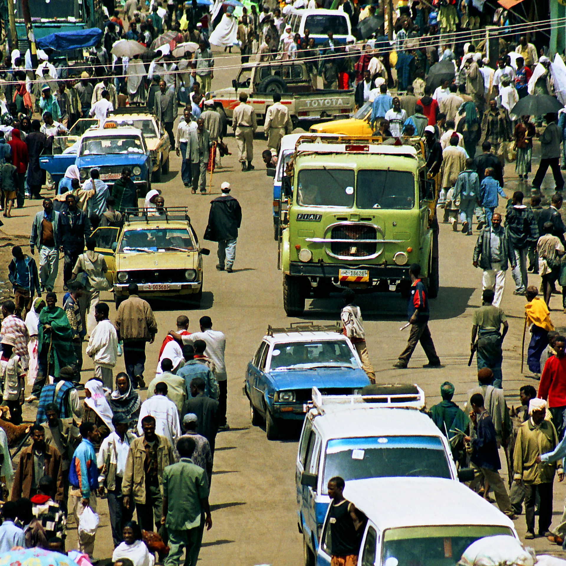 A busy street in Gondar, Ethiopia, Africa