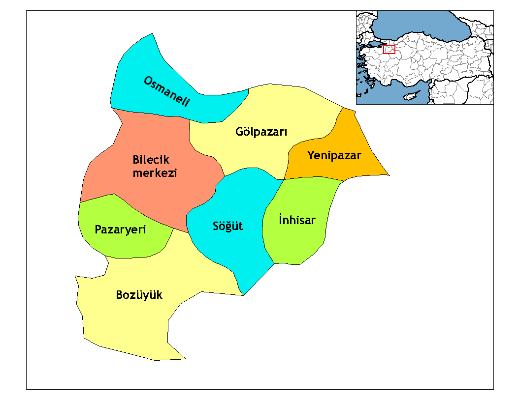 Map of the districts of Bilecik province in Turkey. Created by …