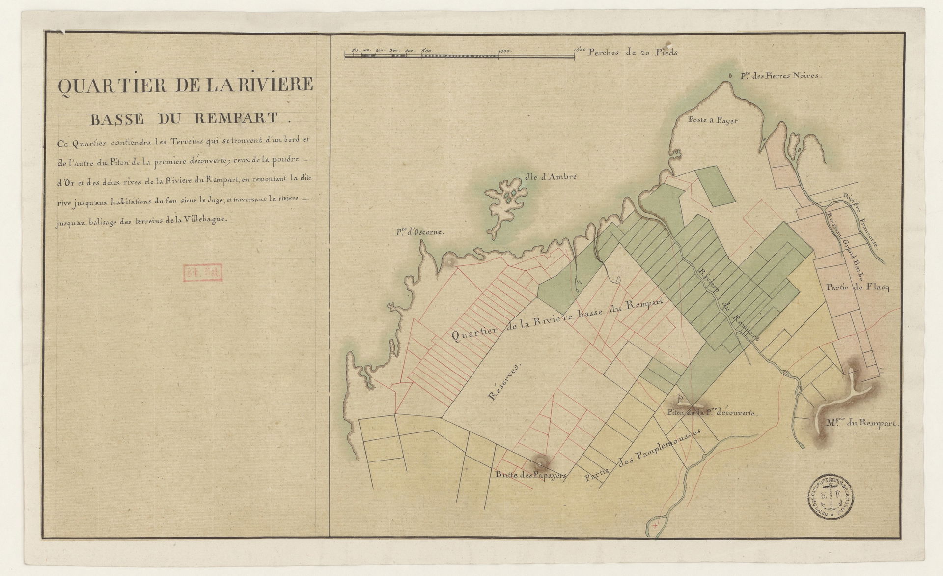Sujet : Maurice, Île
Échelle(s) : 1500 perches de 20 pieds [= 1…