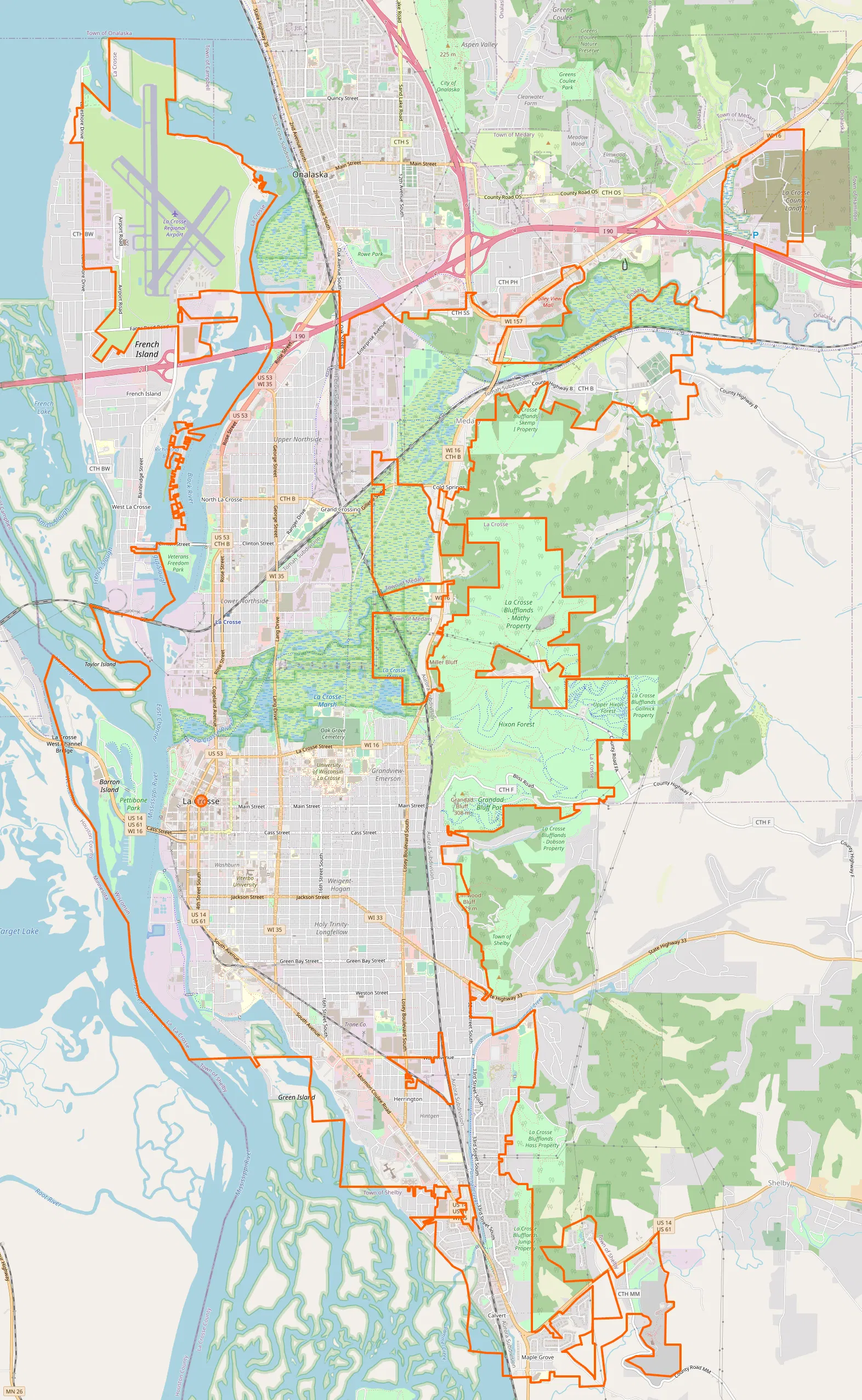City of La Crosse map