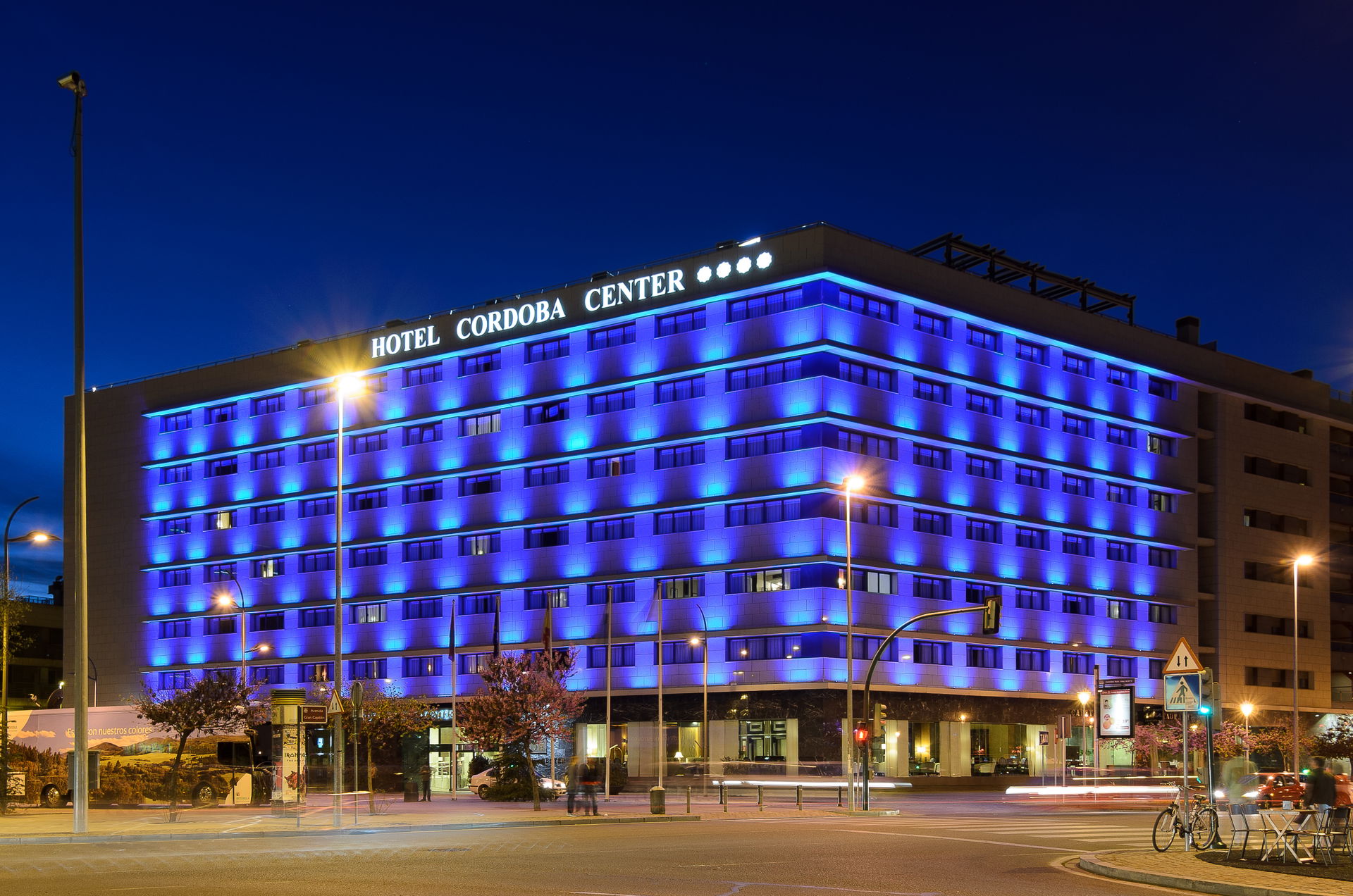 Night view of the Cordoba Center Hotel in Cordoba, Spain. Illum…