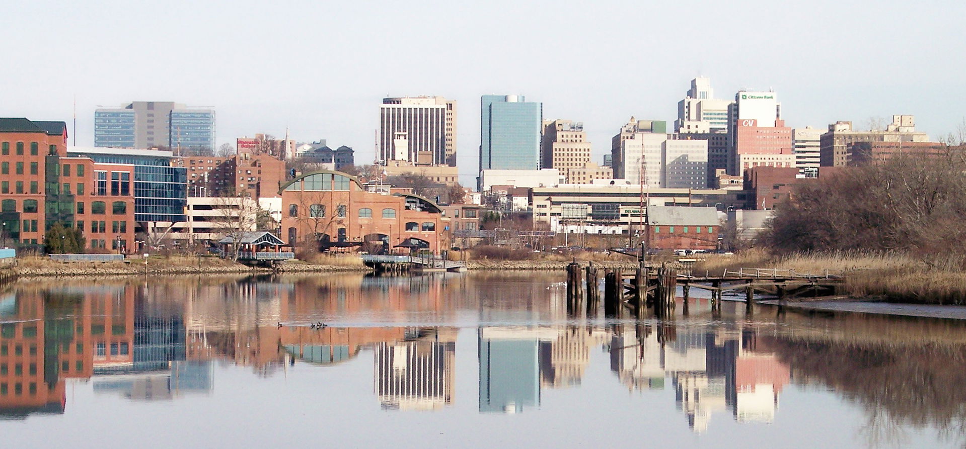 Skyline of downtown Wilmington, Delaware and the Christina Rive…
