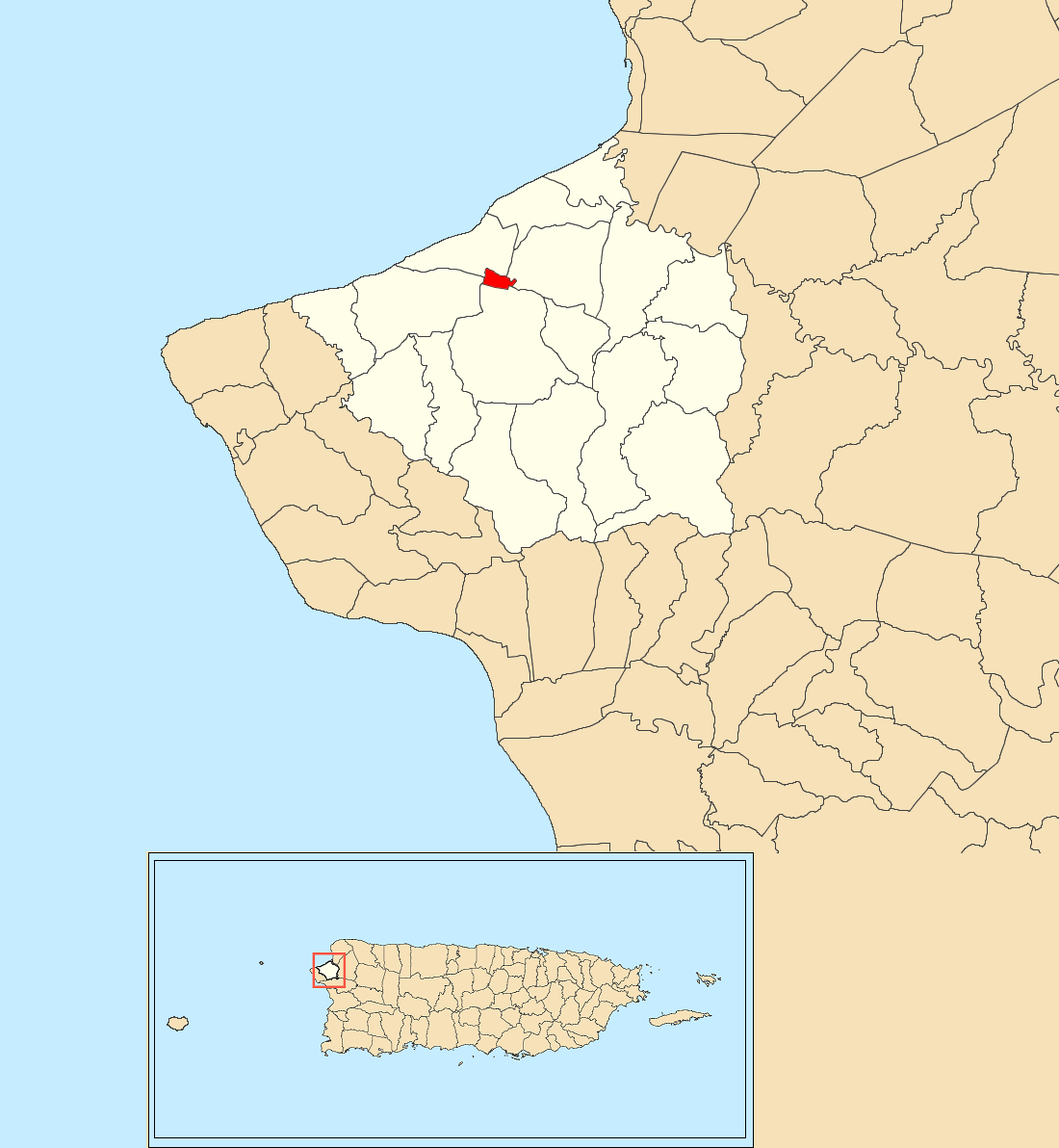 Aguada barrio-pueblo, Aguada, Puerto Rico locator map