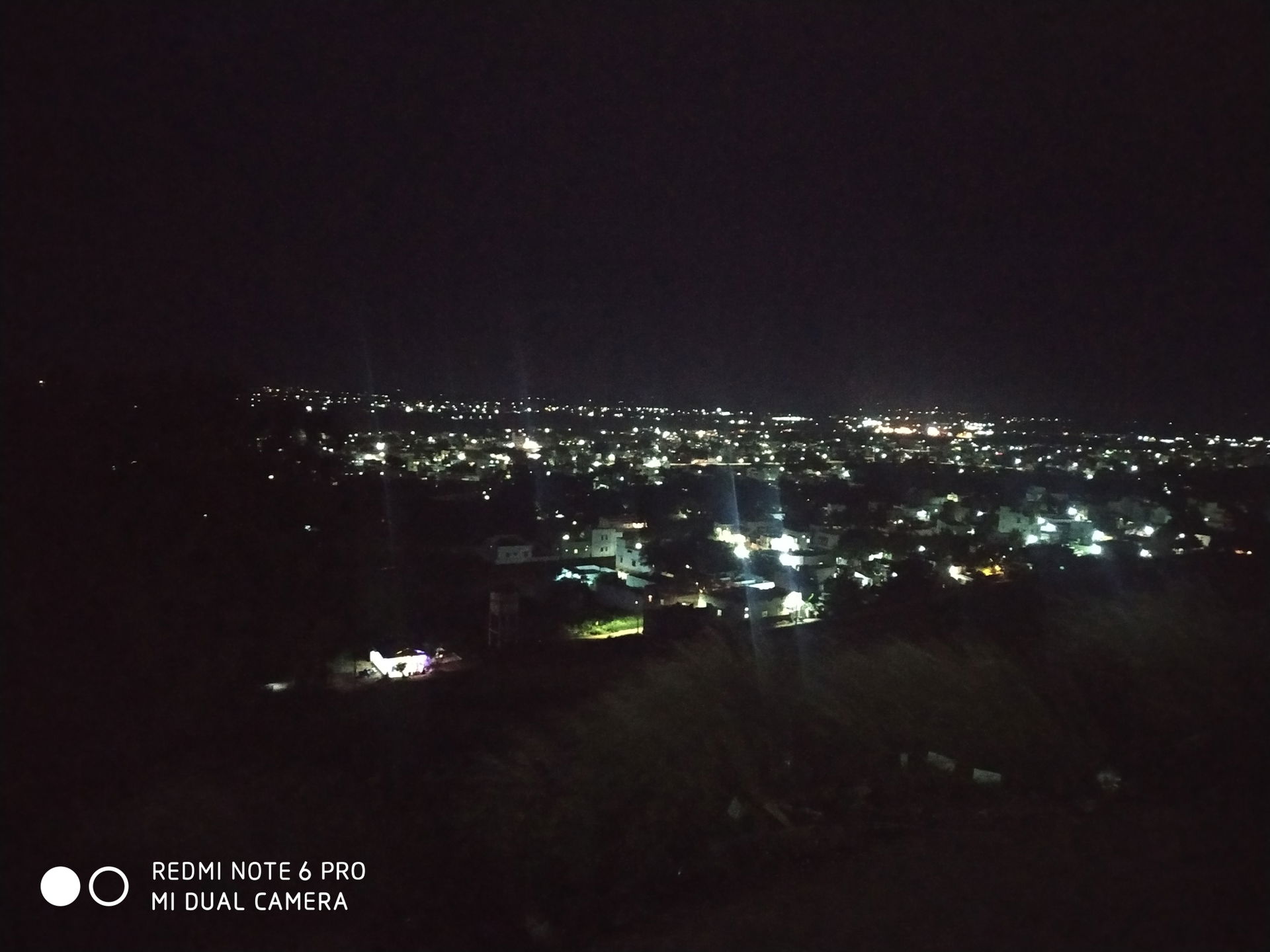 A view of Kovilpatti town as seen from Kathiresan Hill at night.