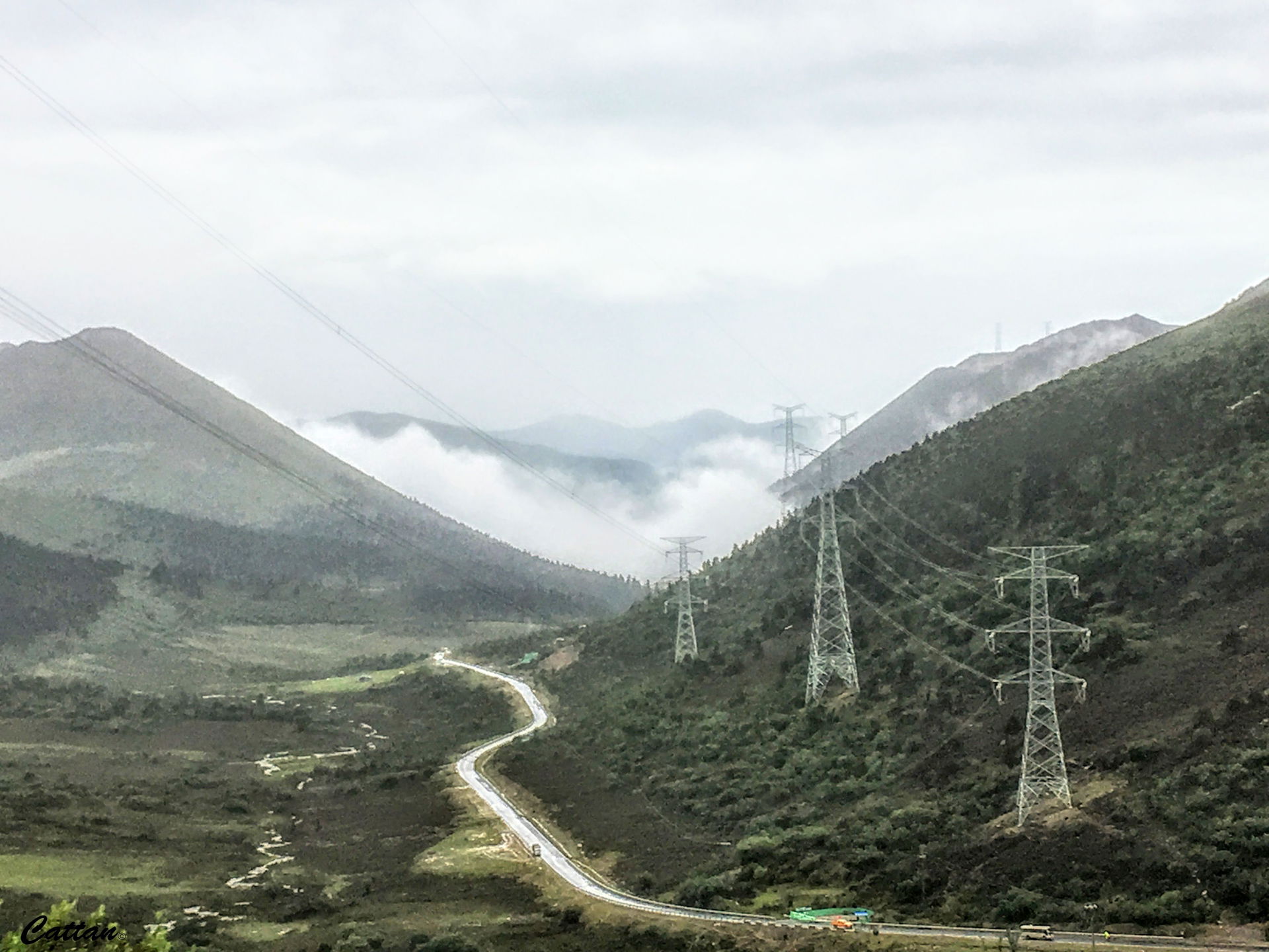 The roads edging at the edge of the mountains in Nyingchi, Tibet