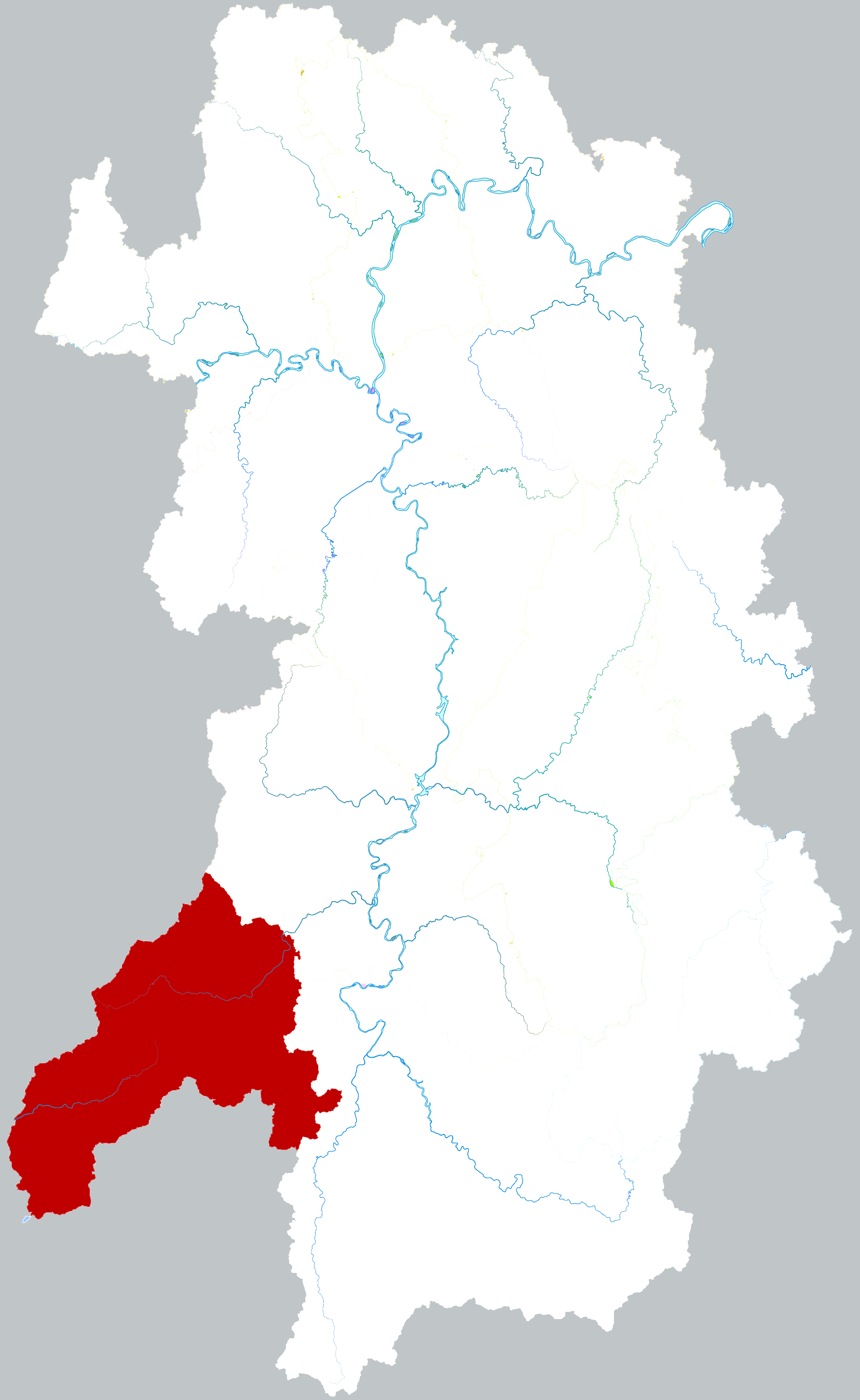 Location of JIangyong county in Yongzhou city, China