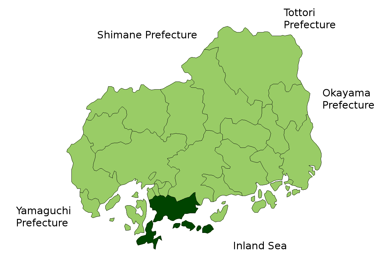 Location Map of Kure in Hirosima Prefecture, Japan