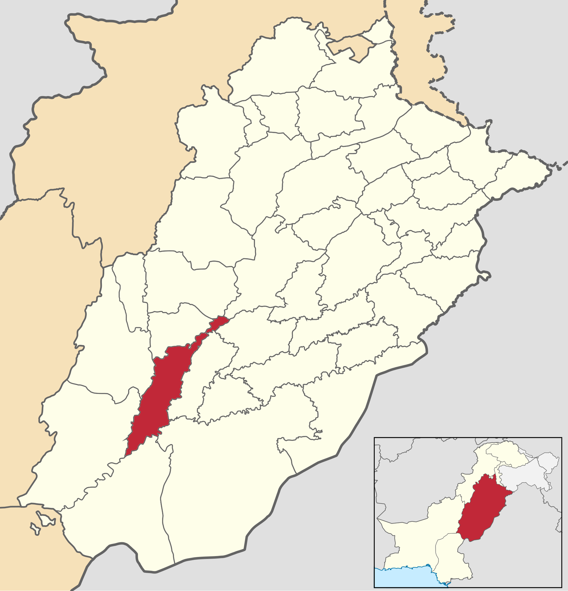Muzaffargarh District following split of Kot Addu