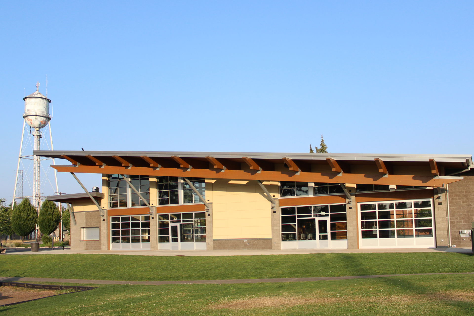 Yelm Community Center in Yelm, Washington, with the city's wate…