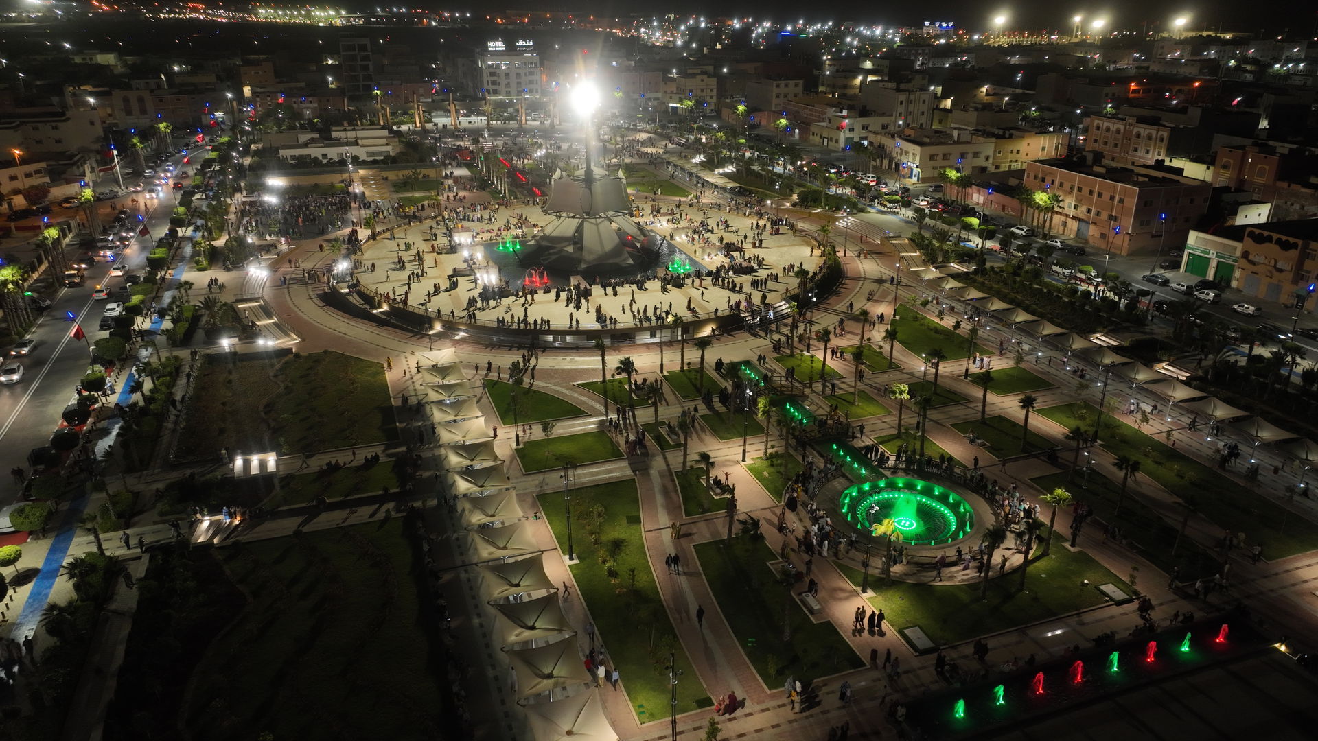 Aerial photograph of the central square of Laayoune, Sahara