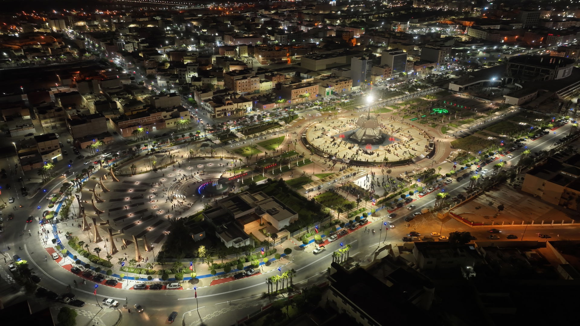 Aerial photograph of the central square of Laayoune, Sahara
