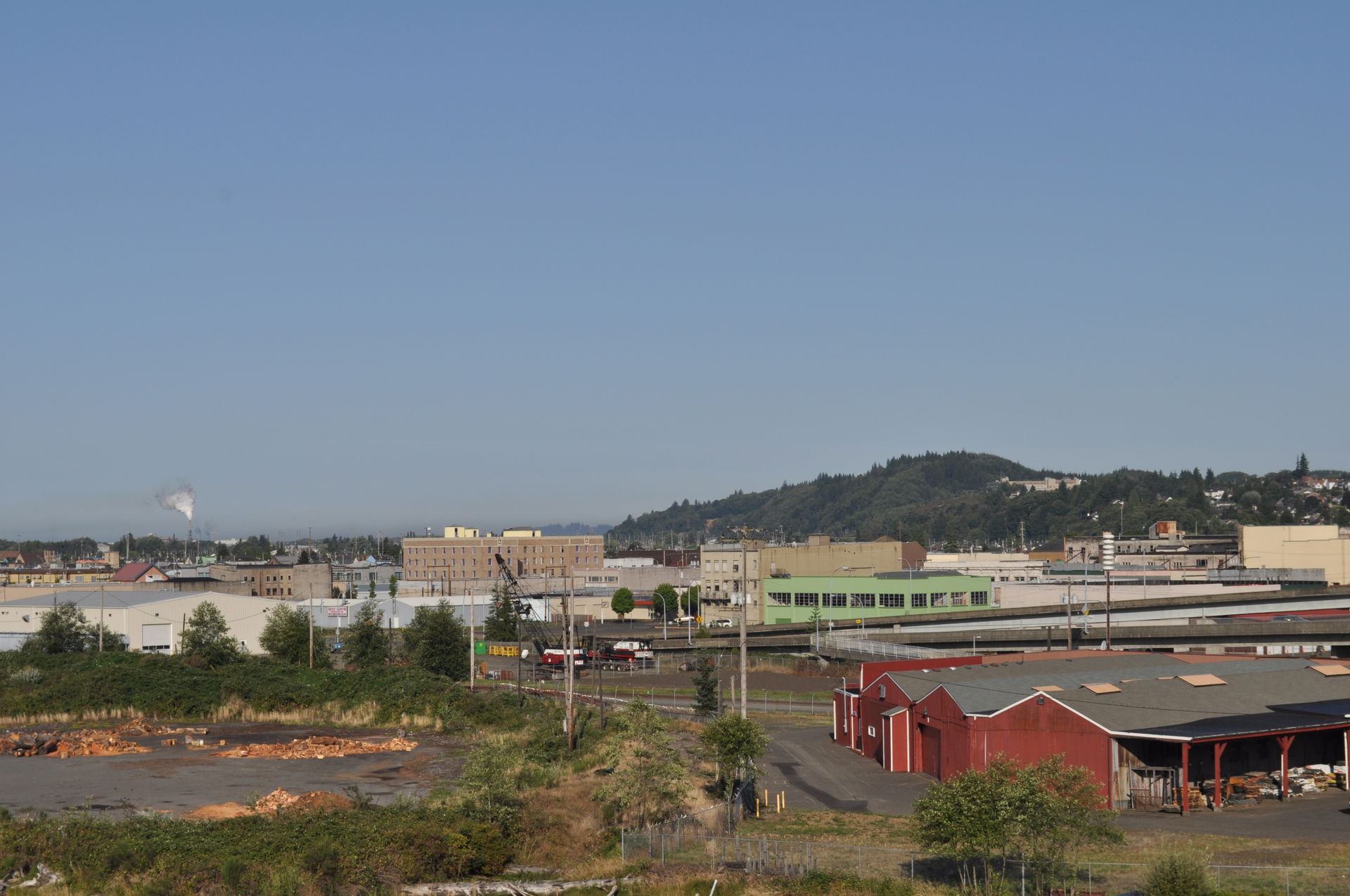 Looking at downtown, Aberdeen, Washington, USA, from the U.S. R…
