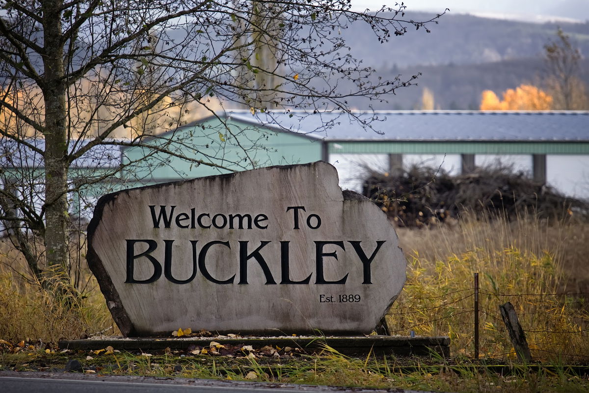 Buckley Welcome Sign. Buckley is a city in Pierce County, Washi…