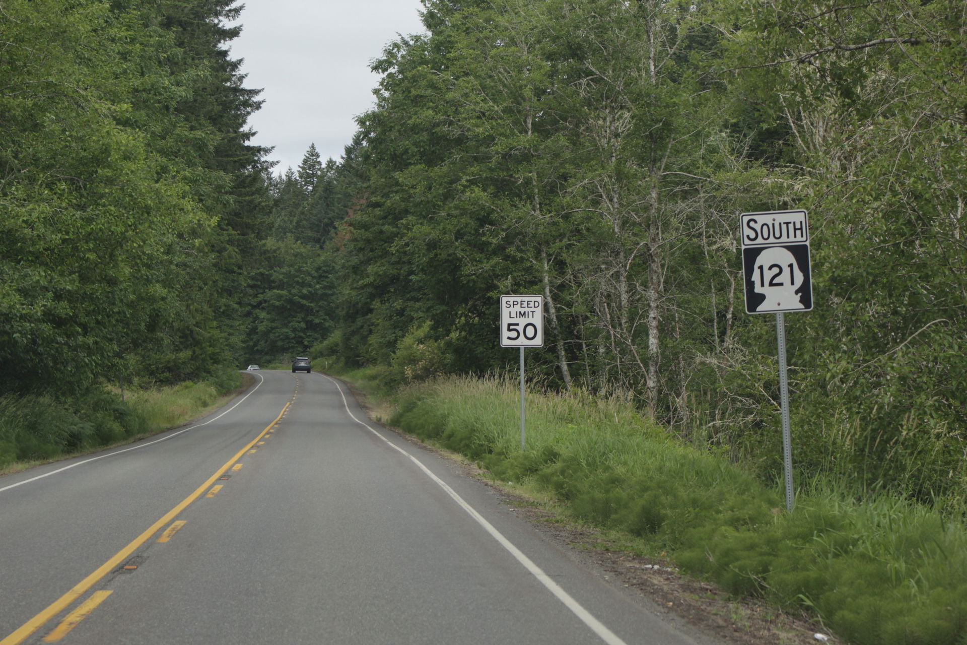 Looking southbound on Washington State Route 121 near Maytown, …