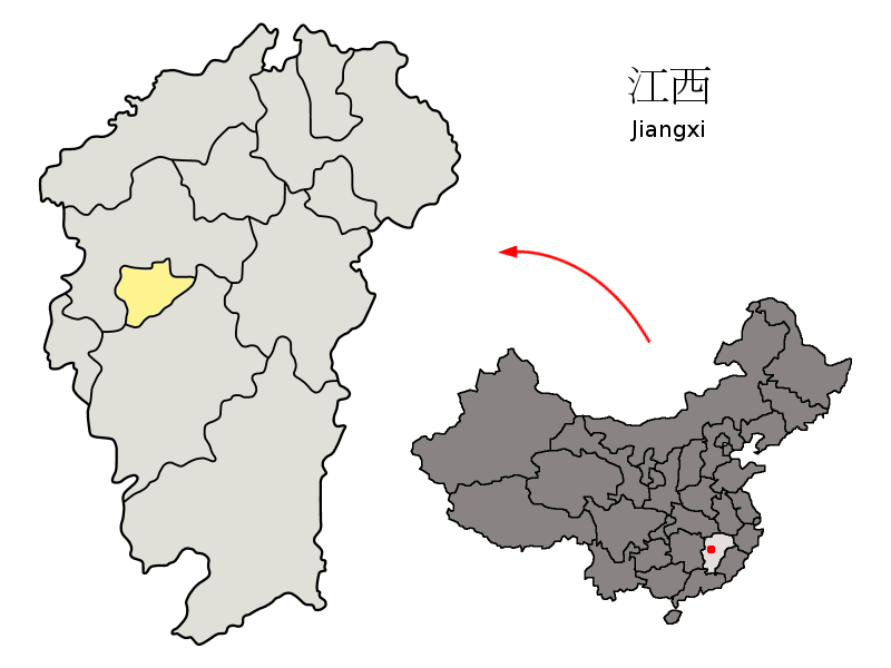 Location of Xinyu Prefecture (yellow) within Jiangxi Province o…