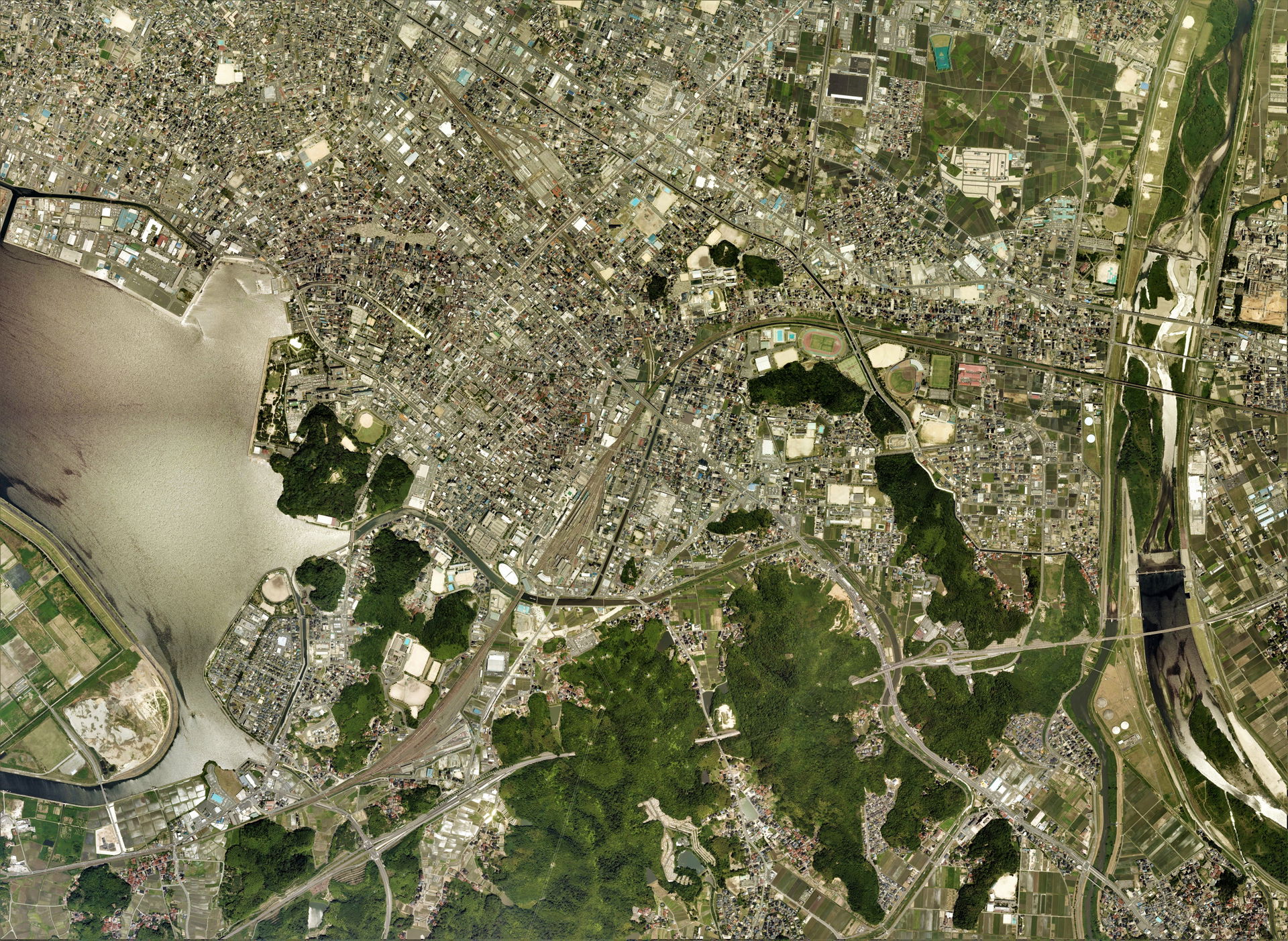 Yonago city center area Aerial photograph.2009