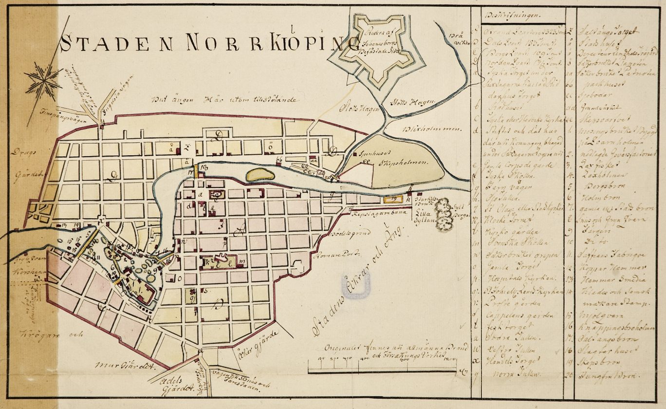 Map of Norrköping, 1800