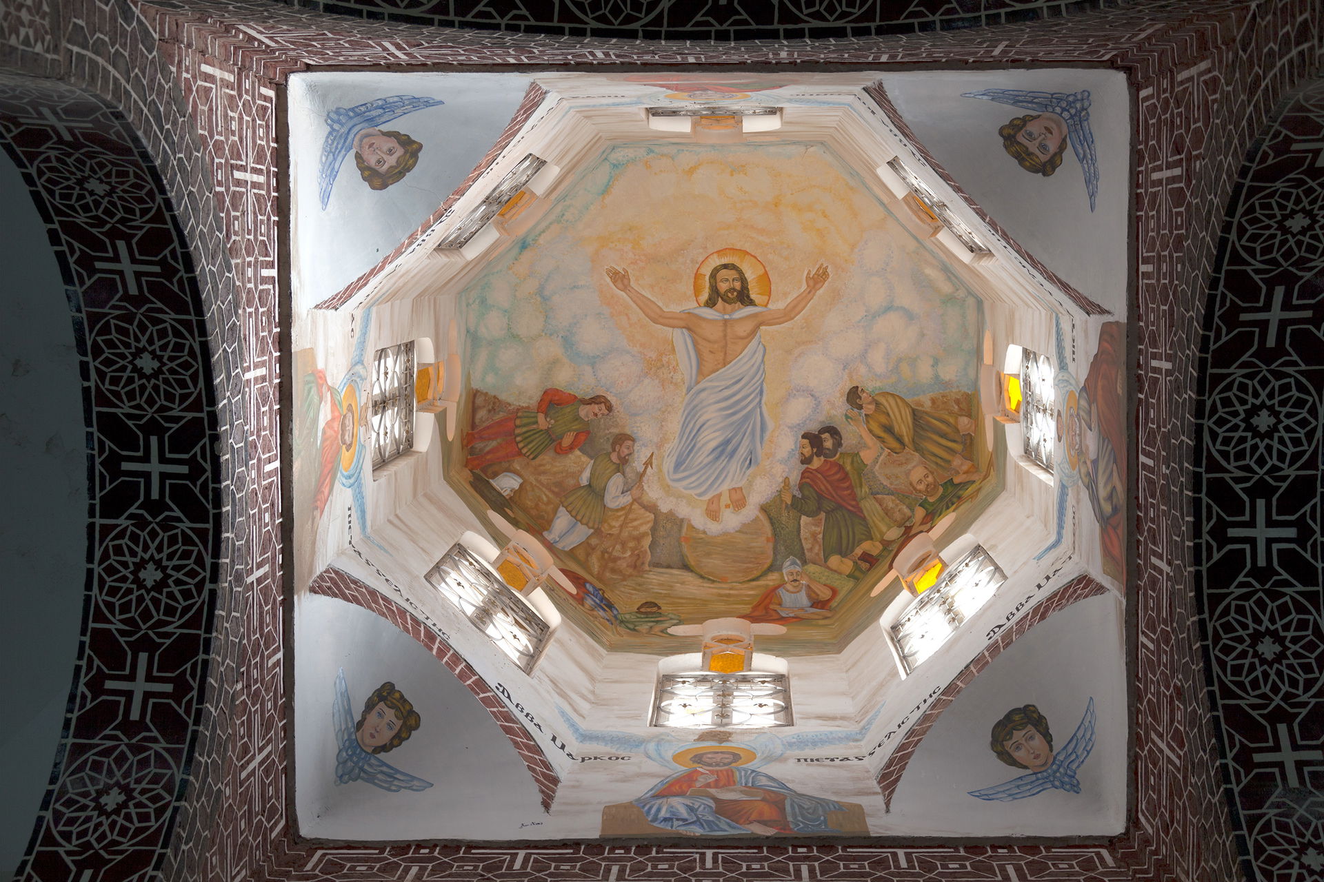 St. Mark Church, dome painting of Jesus, Mallawi, Egypt