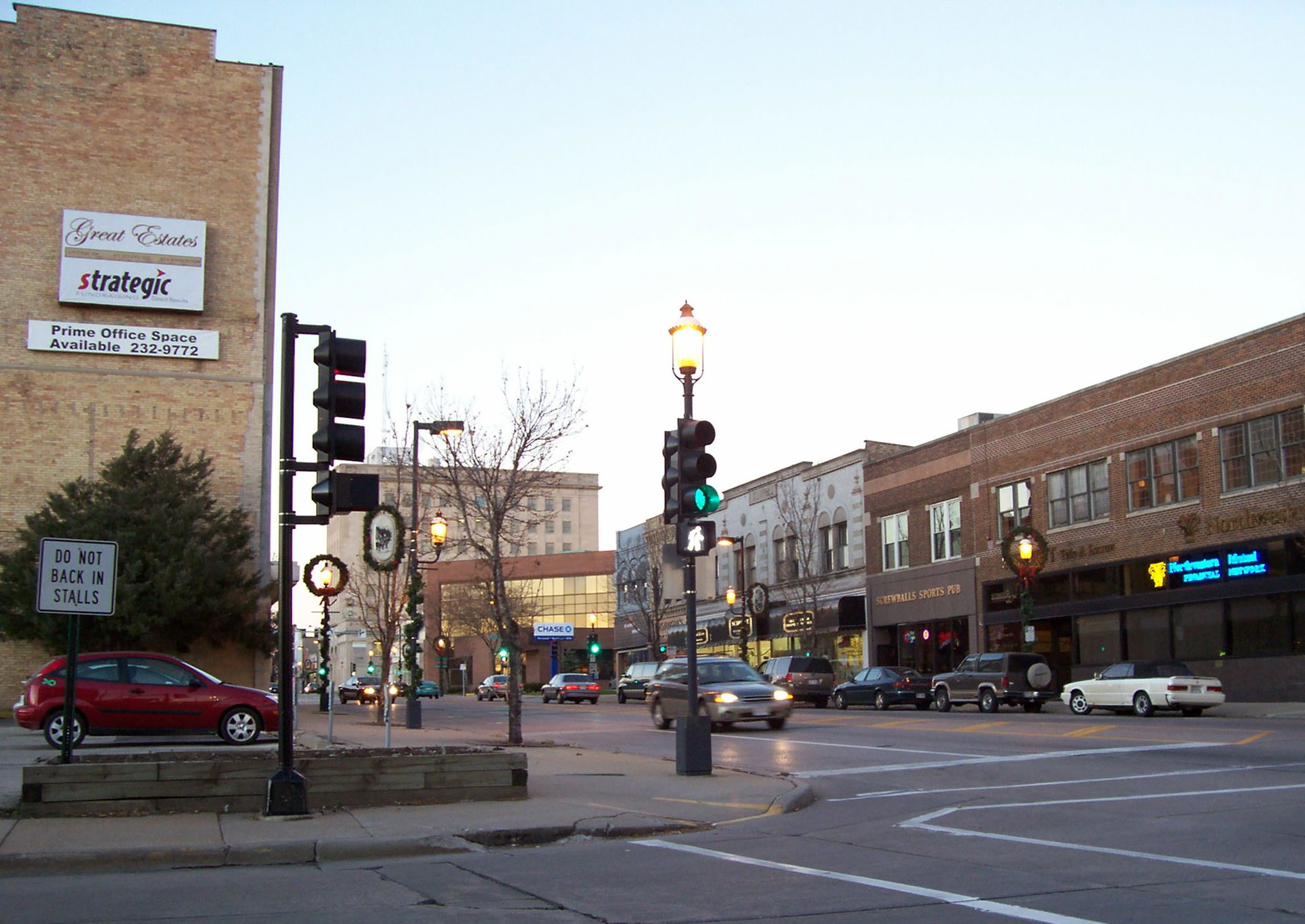 Looking northerly at downtown Oshkosh, Wisconsin, USA at Main S…