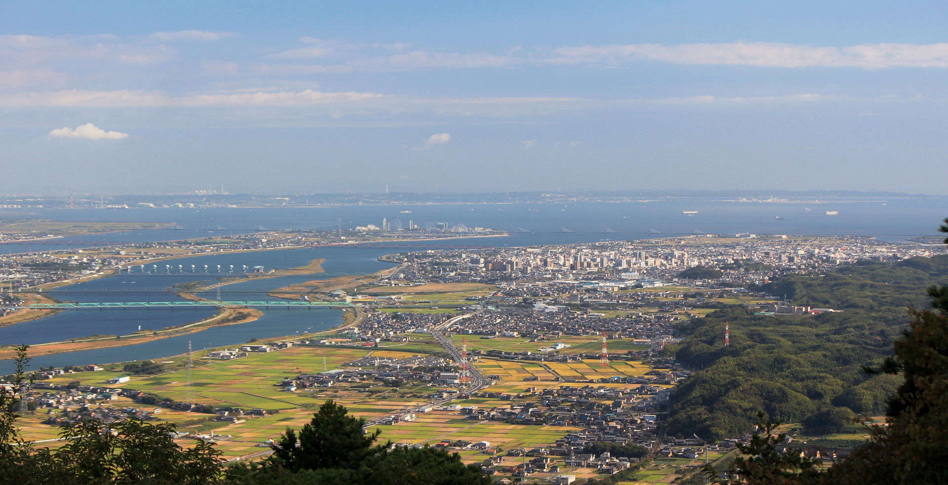 Kuwana, Mie and Ise Bay from Mount Tado, in Mie prefecture, Jap…