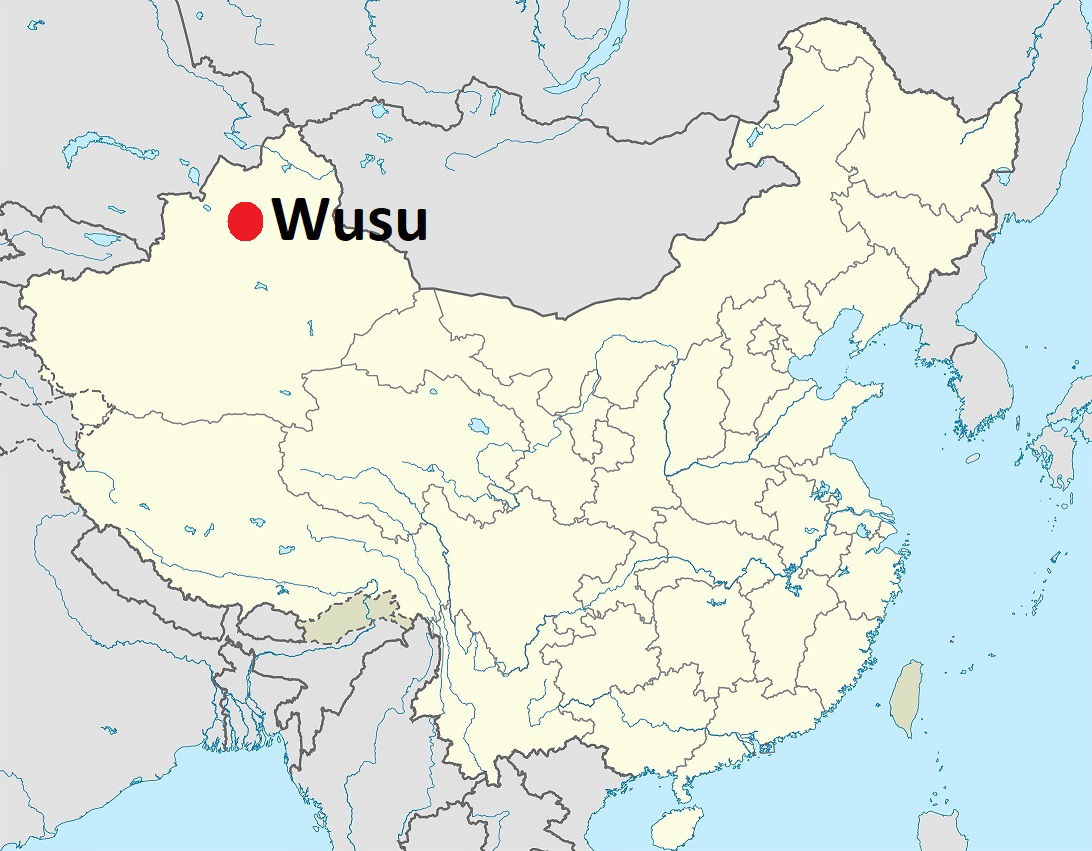 Location MAP Wusu in Xinjiang province in China. Based on a map…