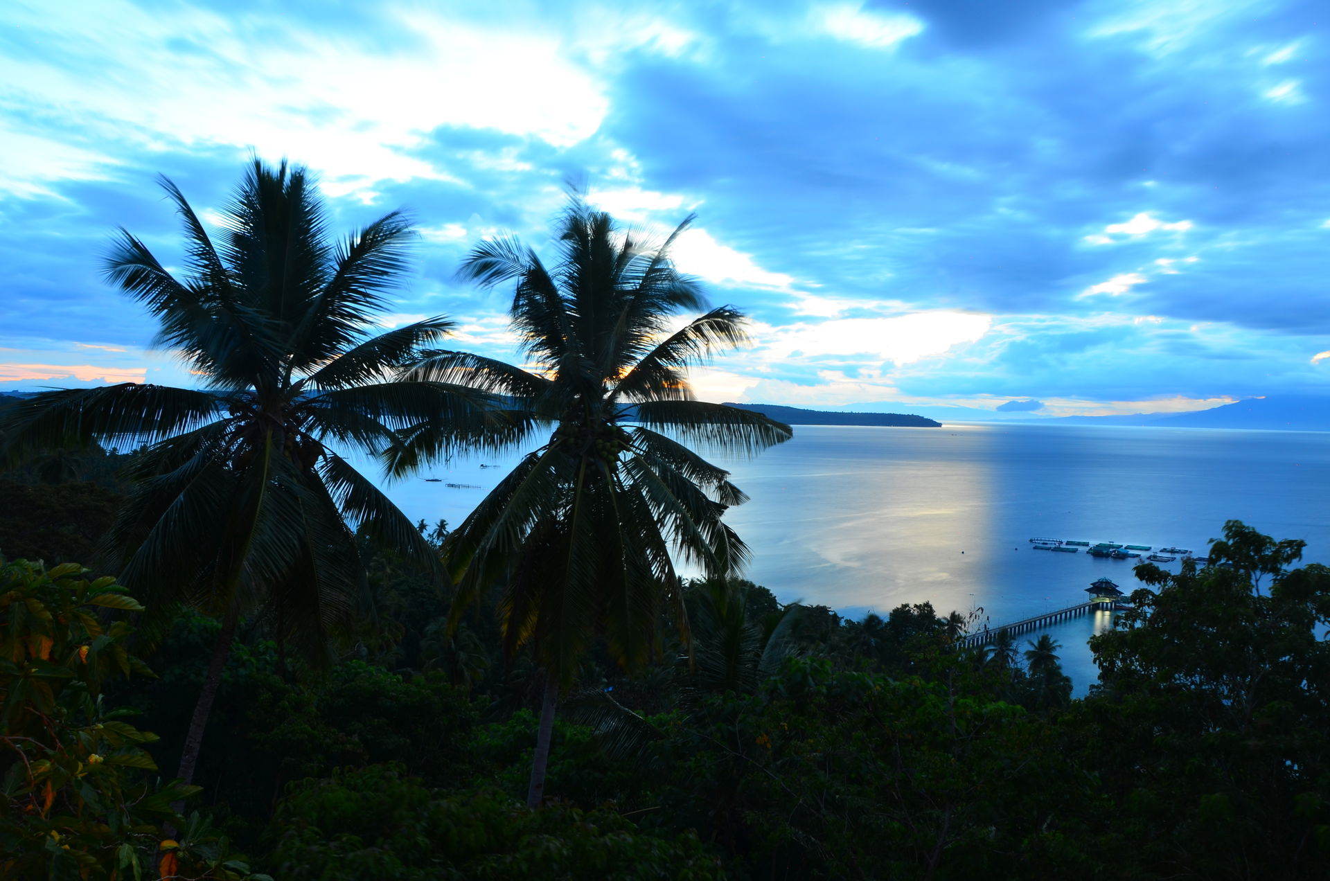 View from Samal Island towards Talikud Island, with mainland Mi…