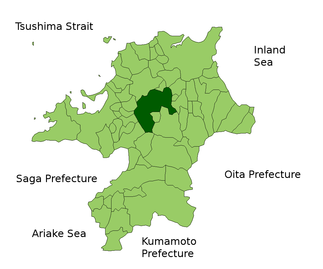 Location Map of Iizuka in Fukuoka Prefecture, Japan