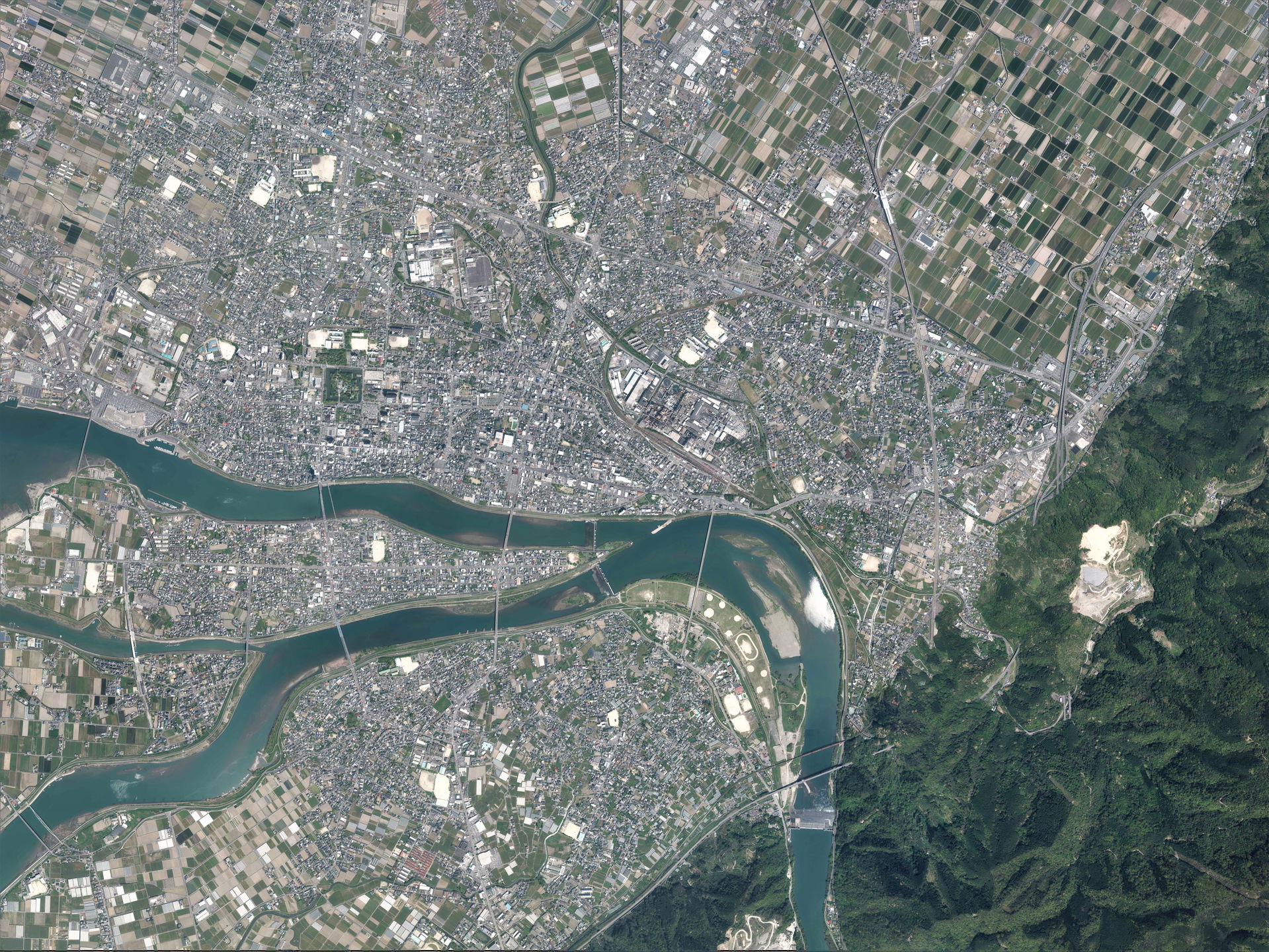Yatsushiro city center area Aerial photograph.2016