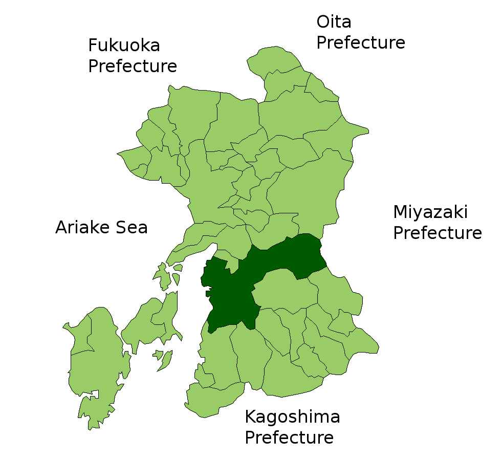 The location of Yatsushiro in Kumamoto Prefectuur, Japan