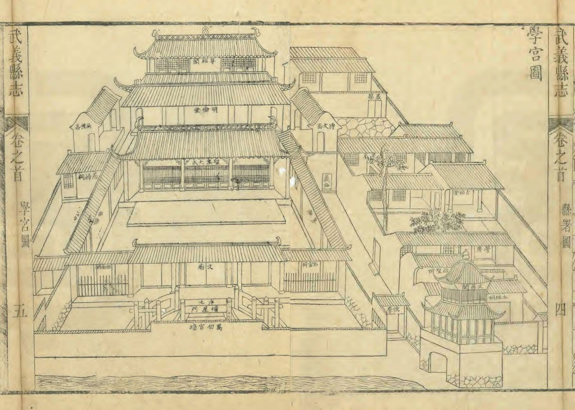 清嘉庆九年(1804)《武义县志》学宫图。