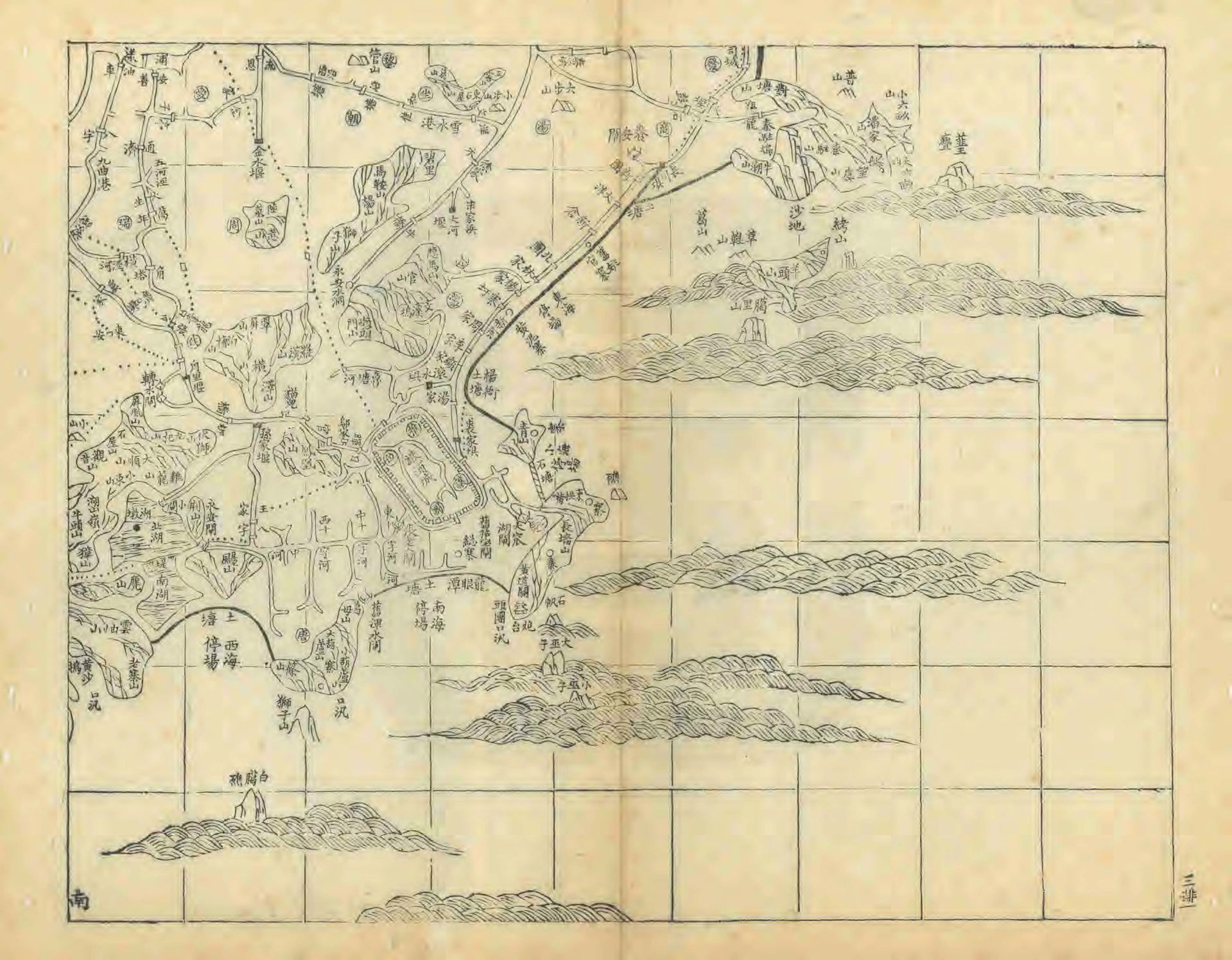 清光绪三年(1877)《光绪海盐县志》县境分图之六,示澉浦所城及周边地区。