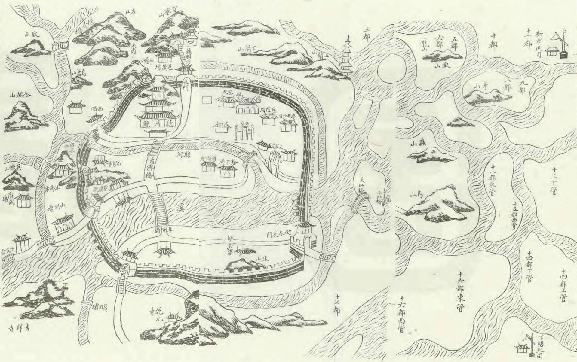 清康熙十二年(1673)《德清县志》德清县境图,此为民国元年(1912)重印本。