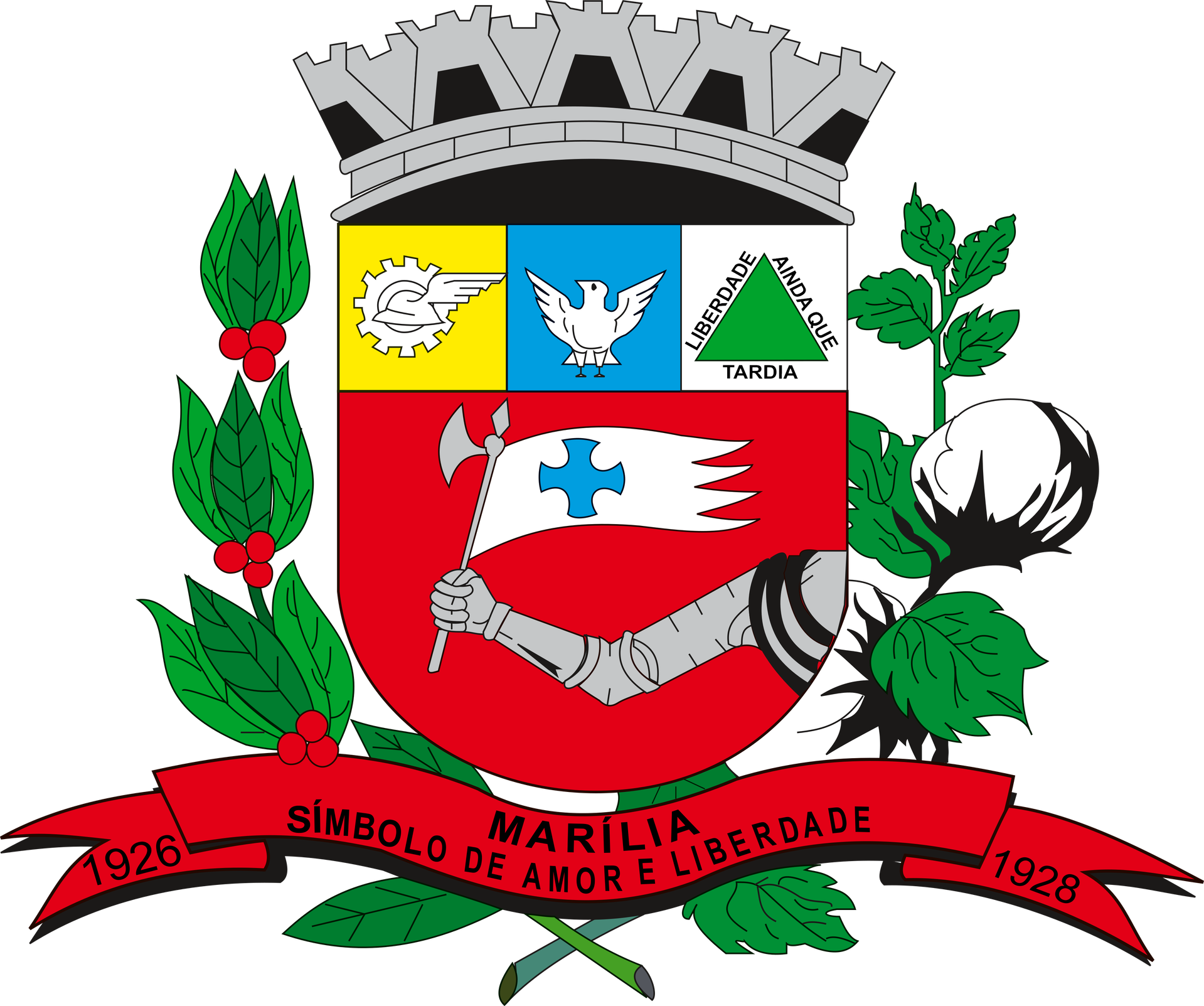 Brasão da cidade de Marília, SP, Brasil.