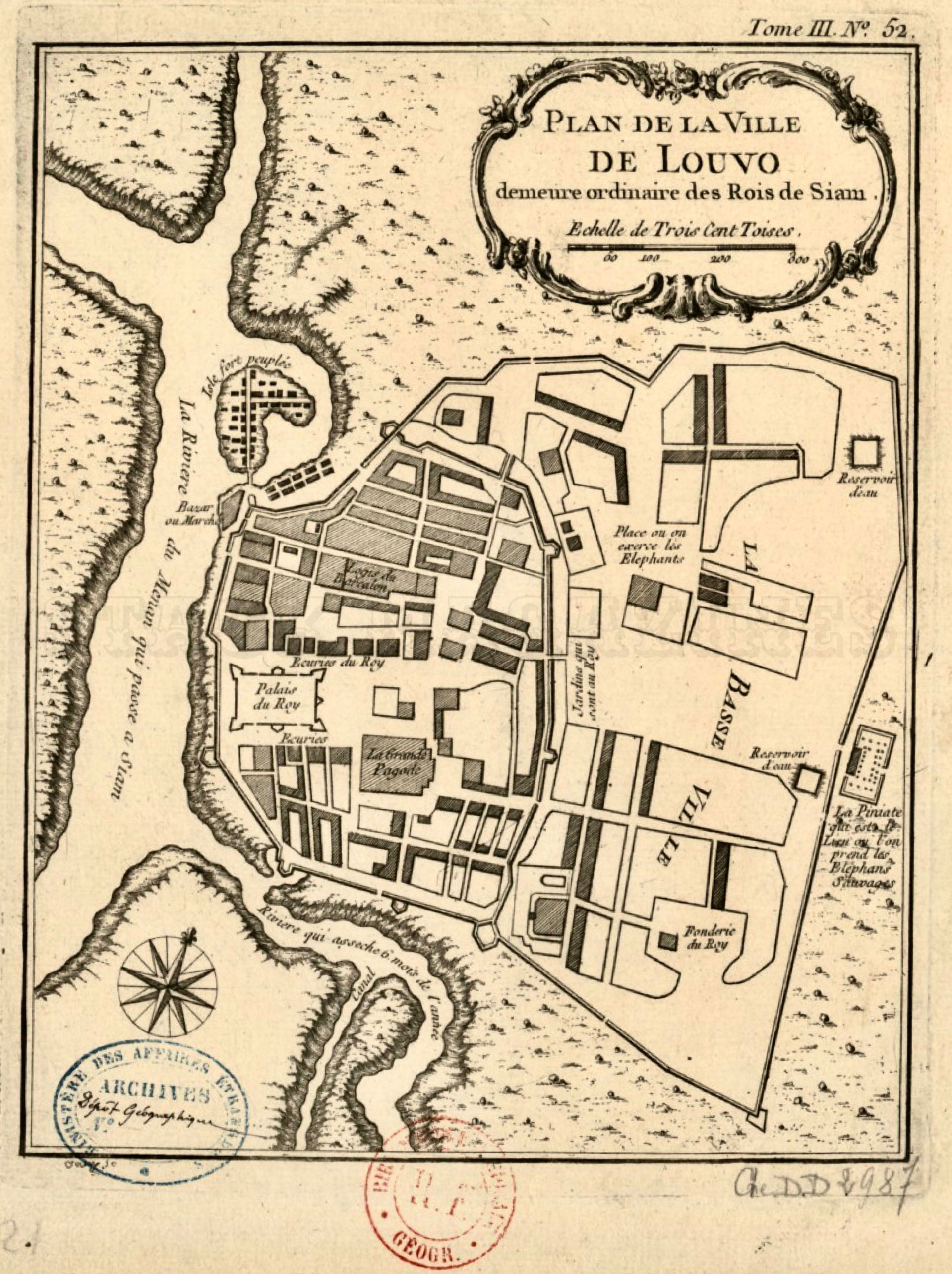 Plan of the city of "Louvo" (Lopburi), ordinary residence of th…