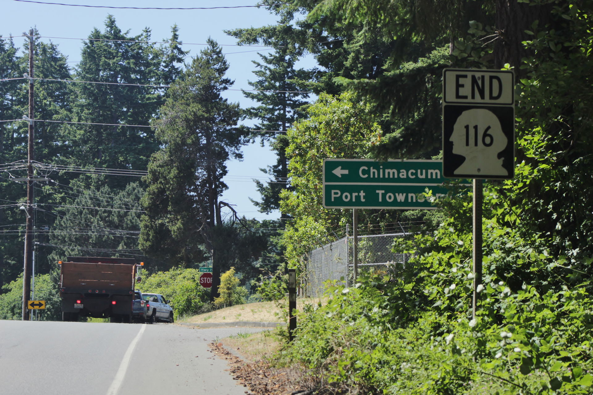 Looking westbound on State Route 116 approaching its terminus a…