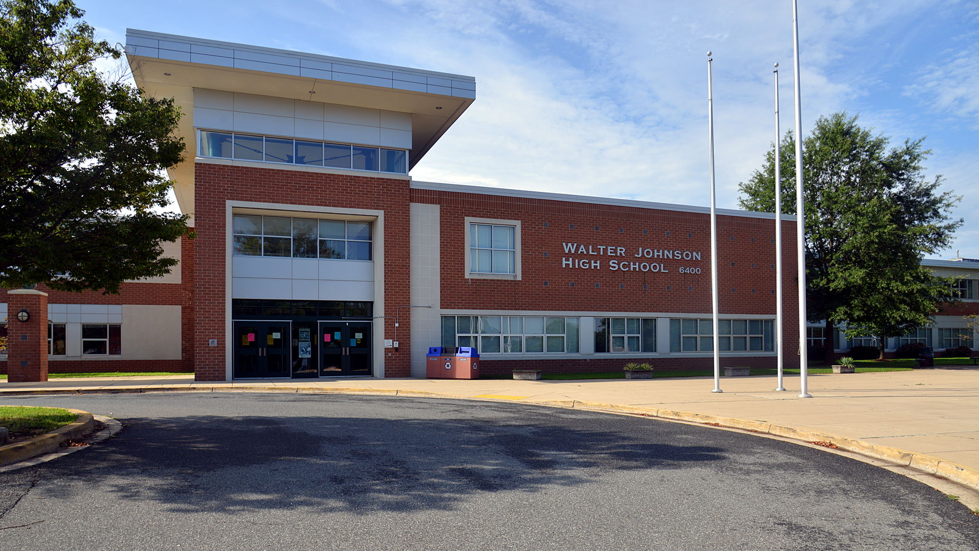 The entrance to Walter Johnson High School in Montgomery County…
