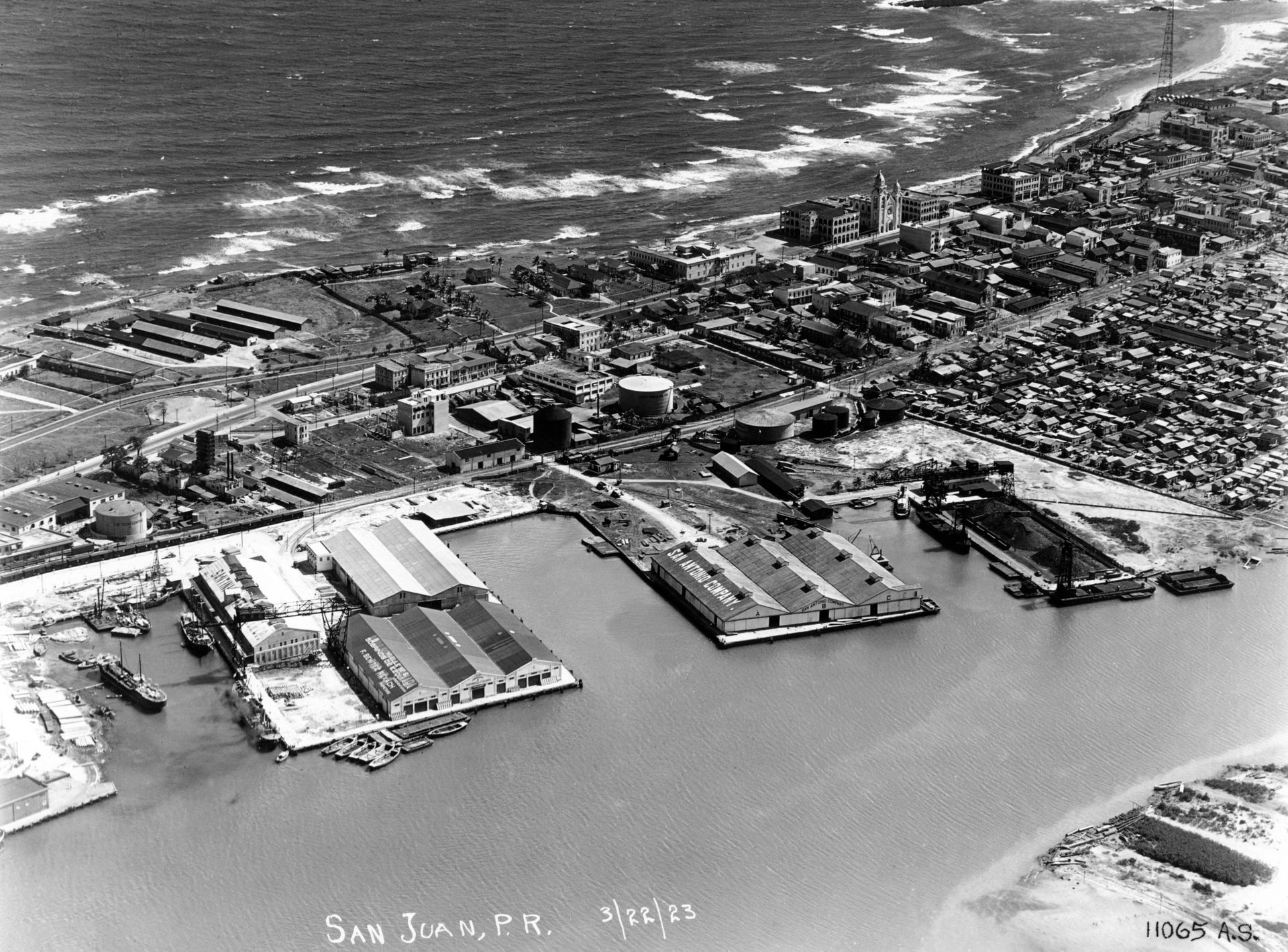 Aerial view of Puerta de Tierra, San Juan, Puerto Rico