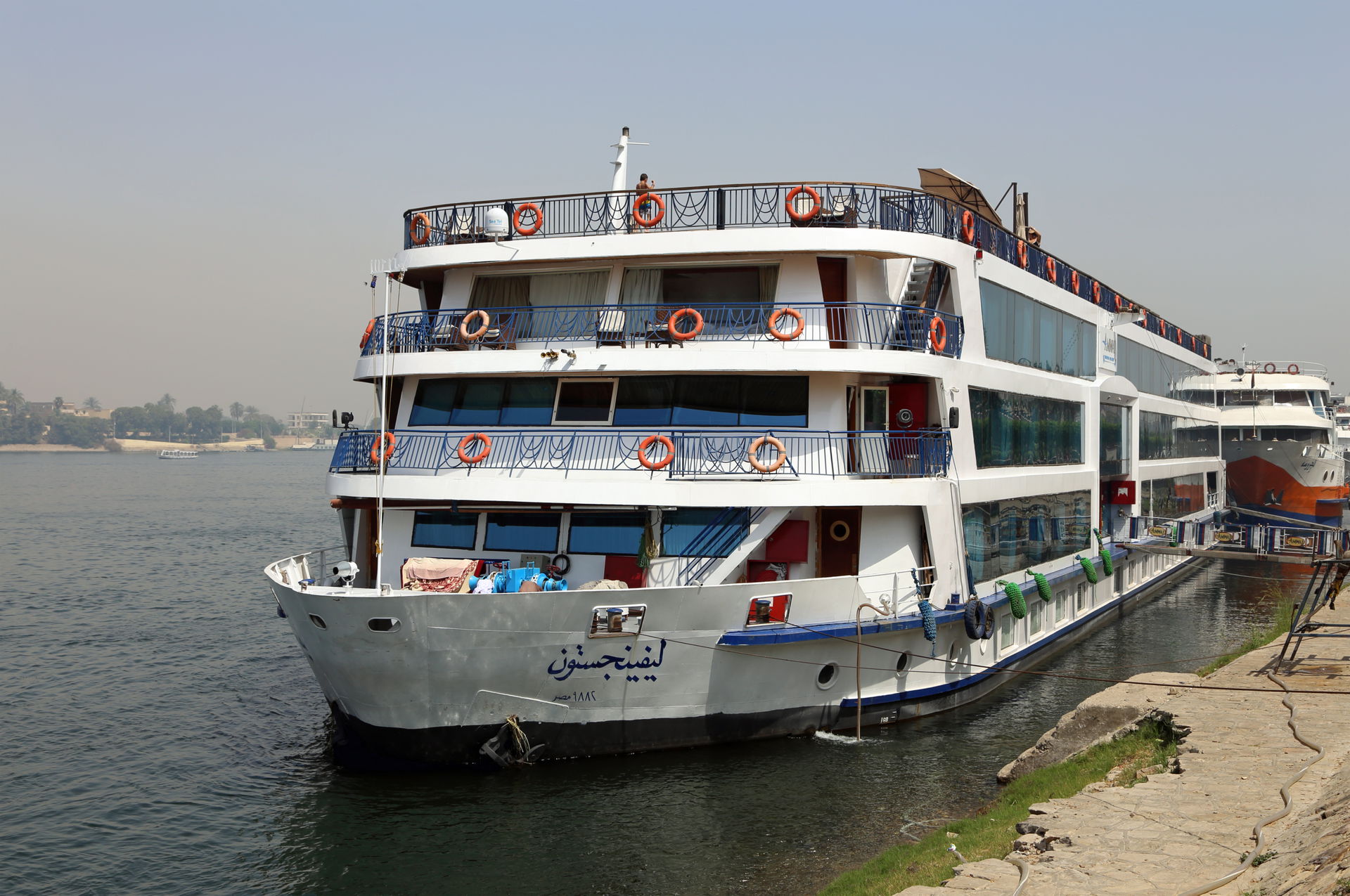 Nile cruise ship Amwaj Livingstone moored at Luxor (Egypt)