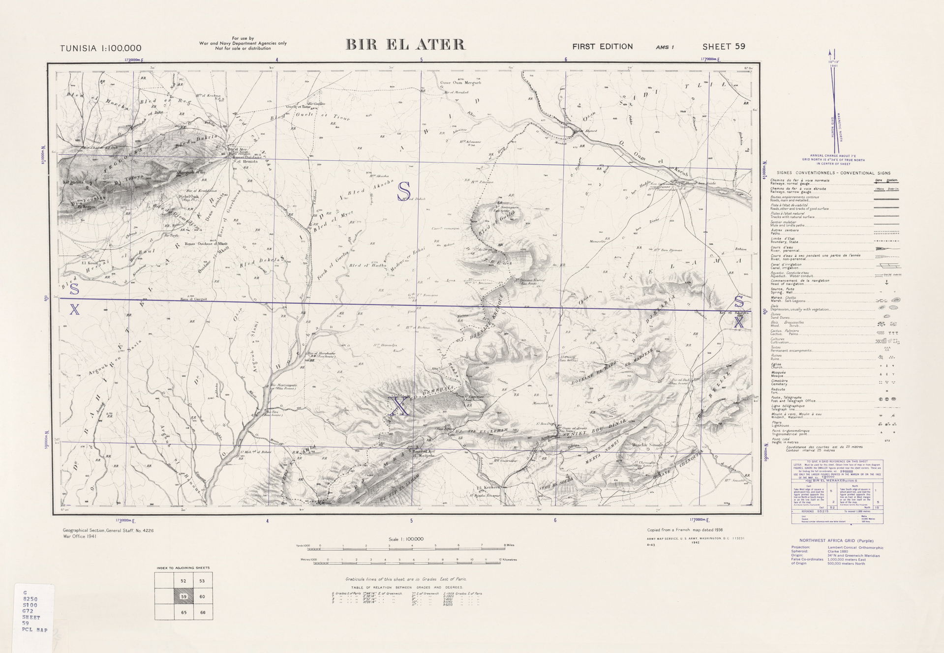 Bir el Ater - Sheet 59, 1:100,000 (3.1 MB) - Tunisia, Series 42…
