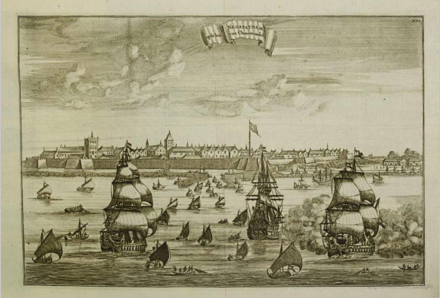 'Negapatnam van Choromandel', 18th century Dutch engraving of N…