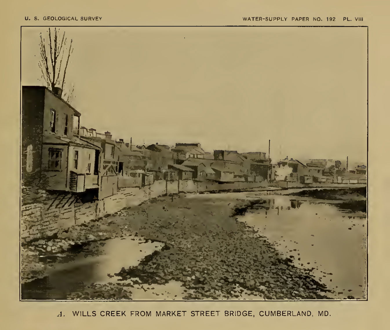 View of Wills Creek from Market Street Bridge, Cumberland, Mary…