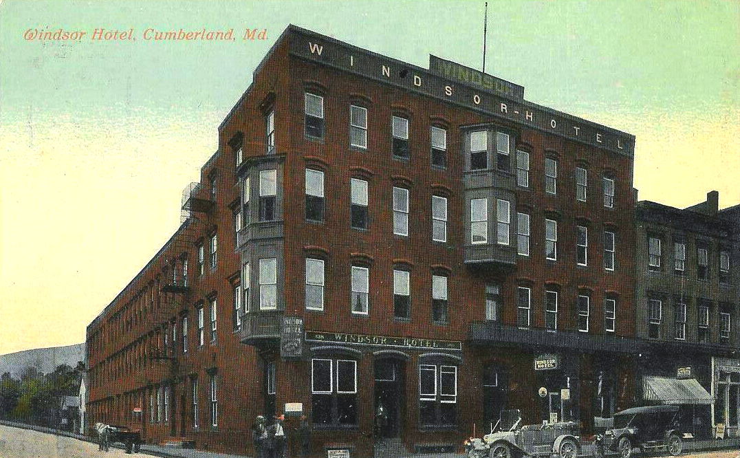 Windsor Hotel, Cumberland, Maryland, Postcard, Circa 1915