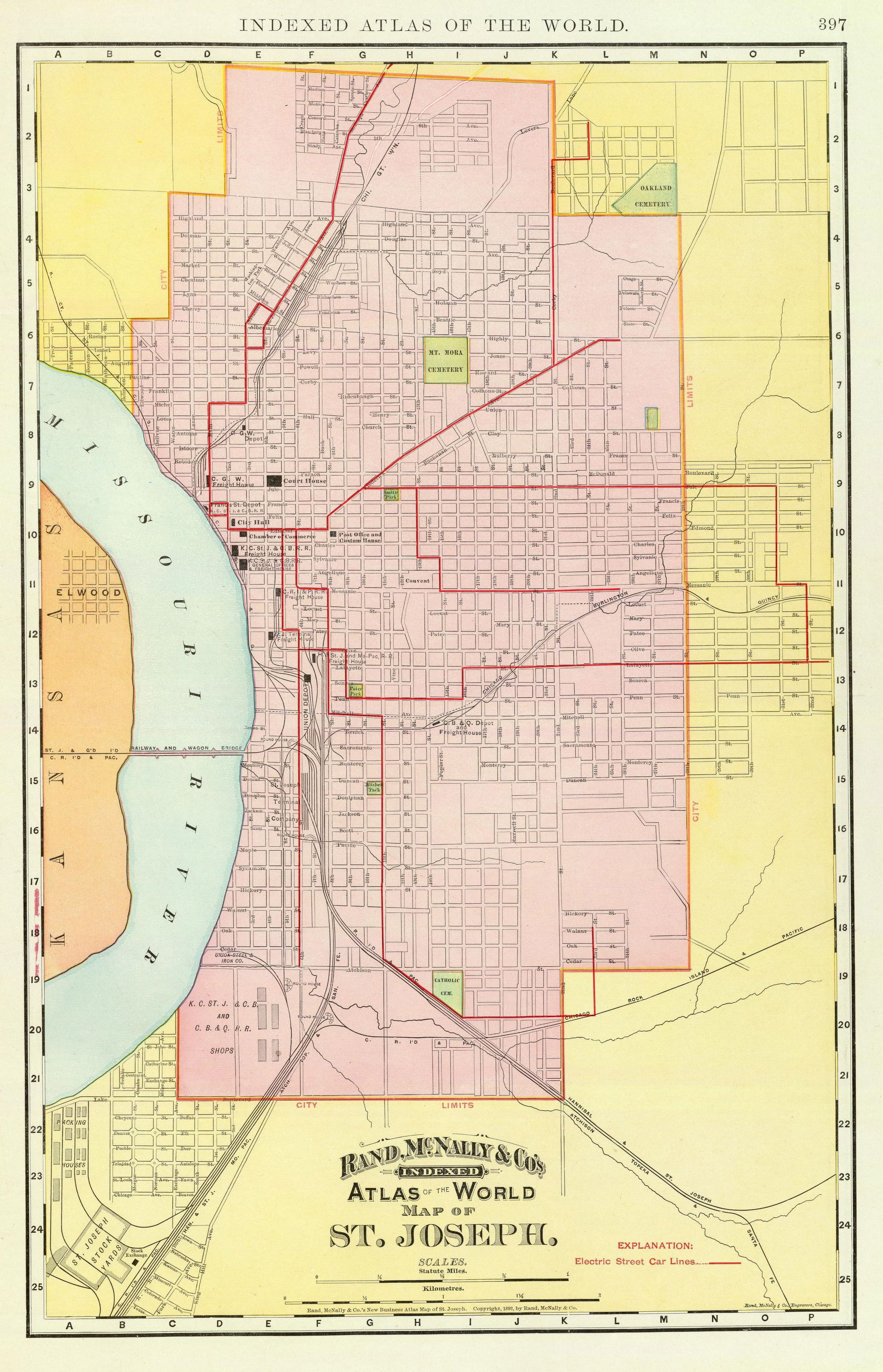 Old map of St. Joseph Missouri from 1897