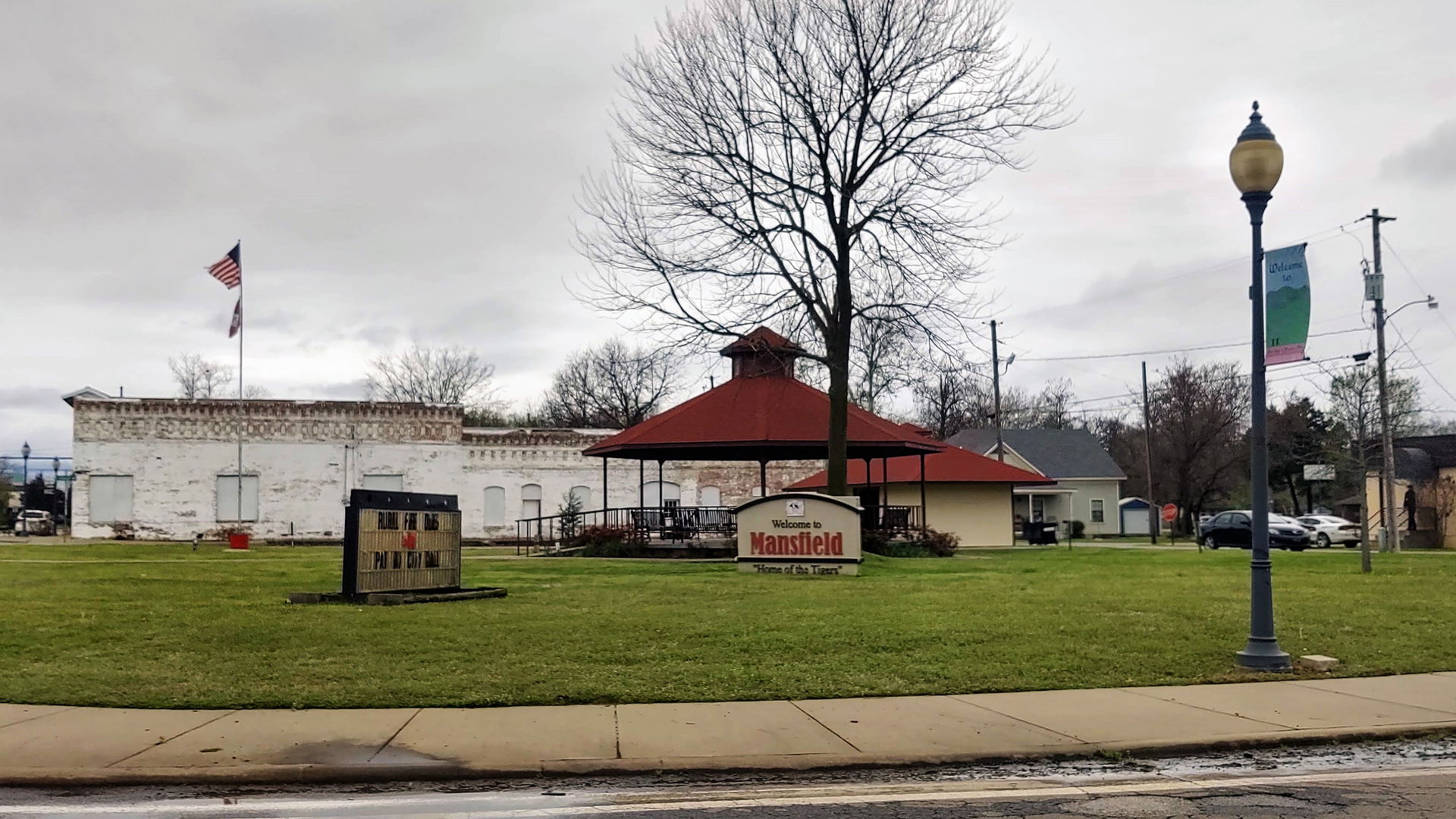 Park and gazebo in downtown Mansfield, AR