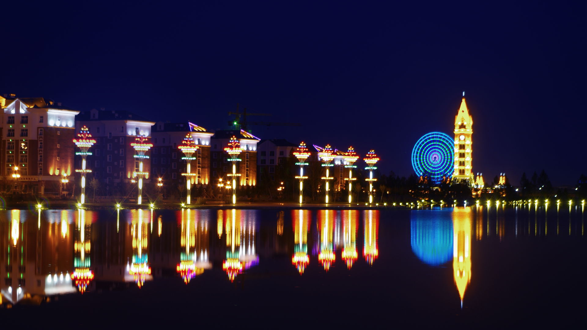 扎赉诺尔 新区金龙湖夜景