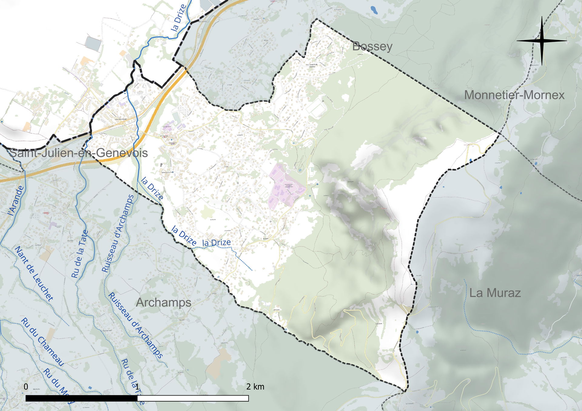 Carte du réseau hydrographique de la commune de fr:Collonges-so…