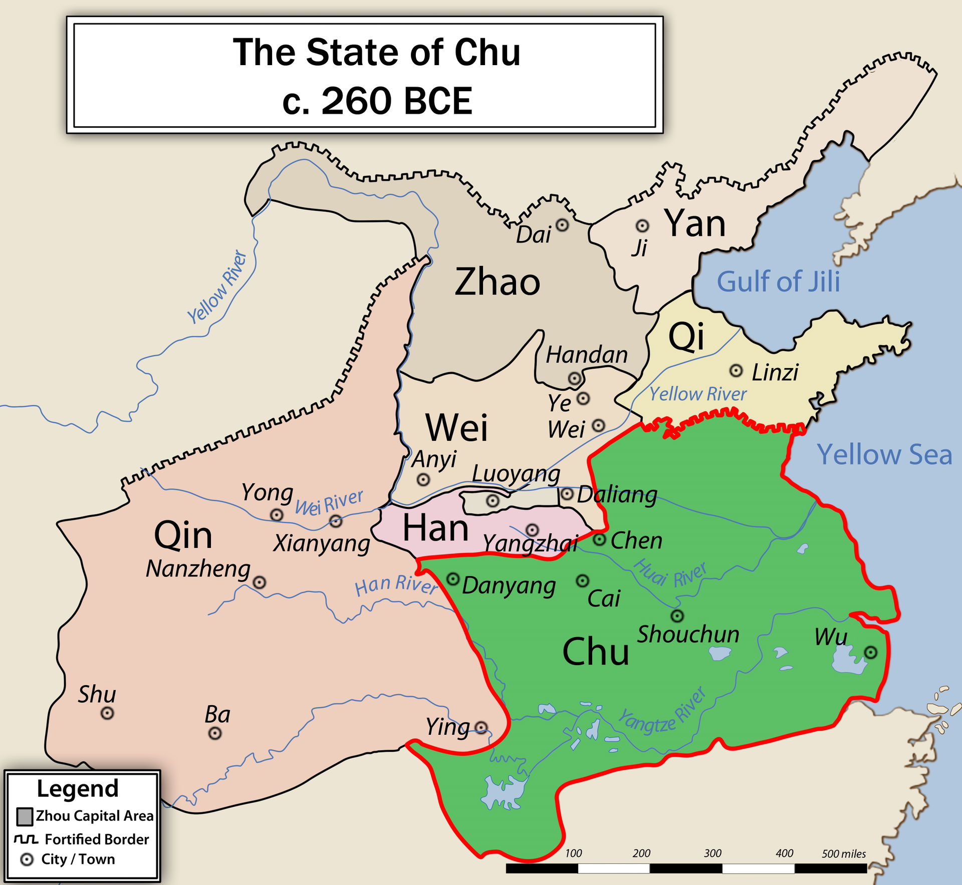 China Map, Chu State, 260BCE