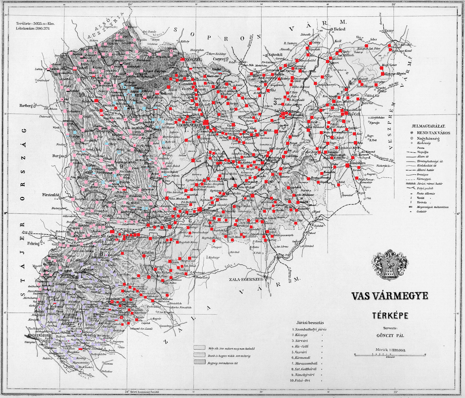 Ethnic map of the county (with data of the 1910 census). Key: r…