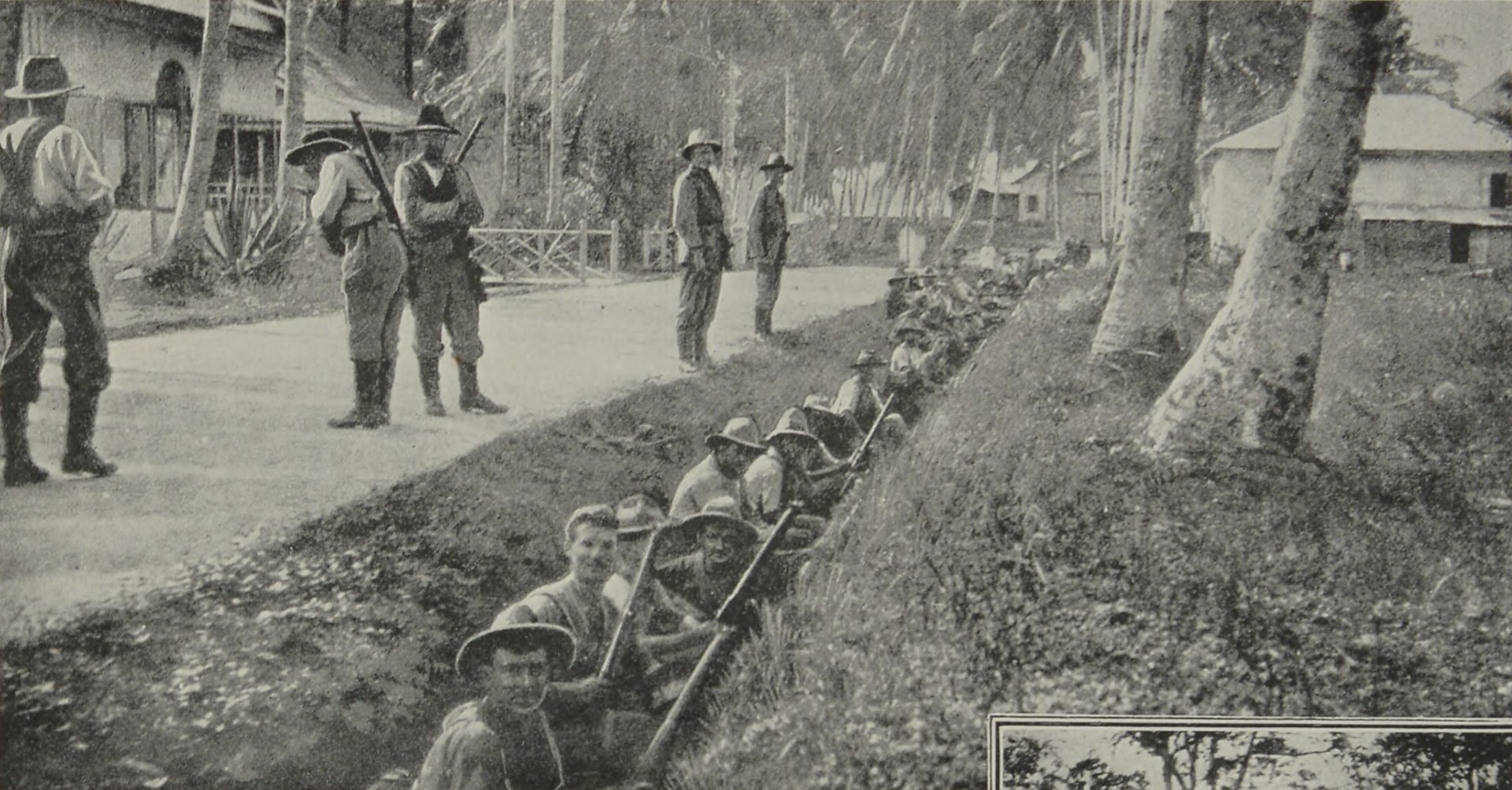 Men of the Australian Naval Brigade in the trenches of Madang, …